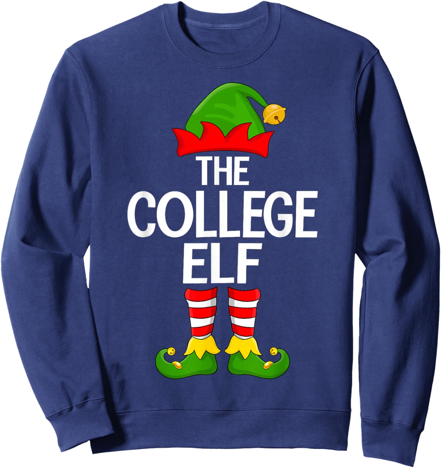 College Elf Xmas Matching Family Elf Squad Christmas Sweatshirt - Sweatshirt | Navy