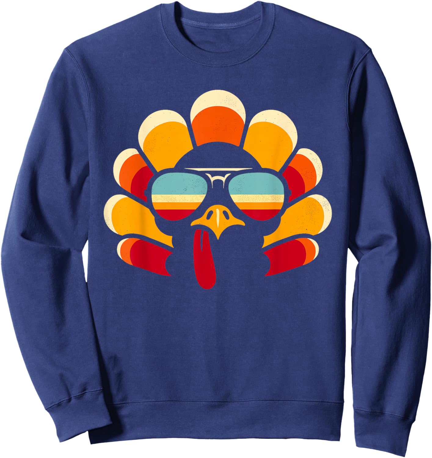 Thanksgiving Turkey Face, Men Women Boys, Funny Thanksgiving Sweatshirt - Sweatshirt | Navy