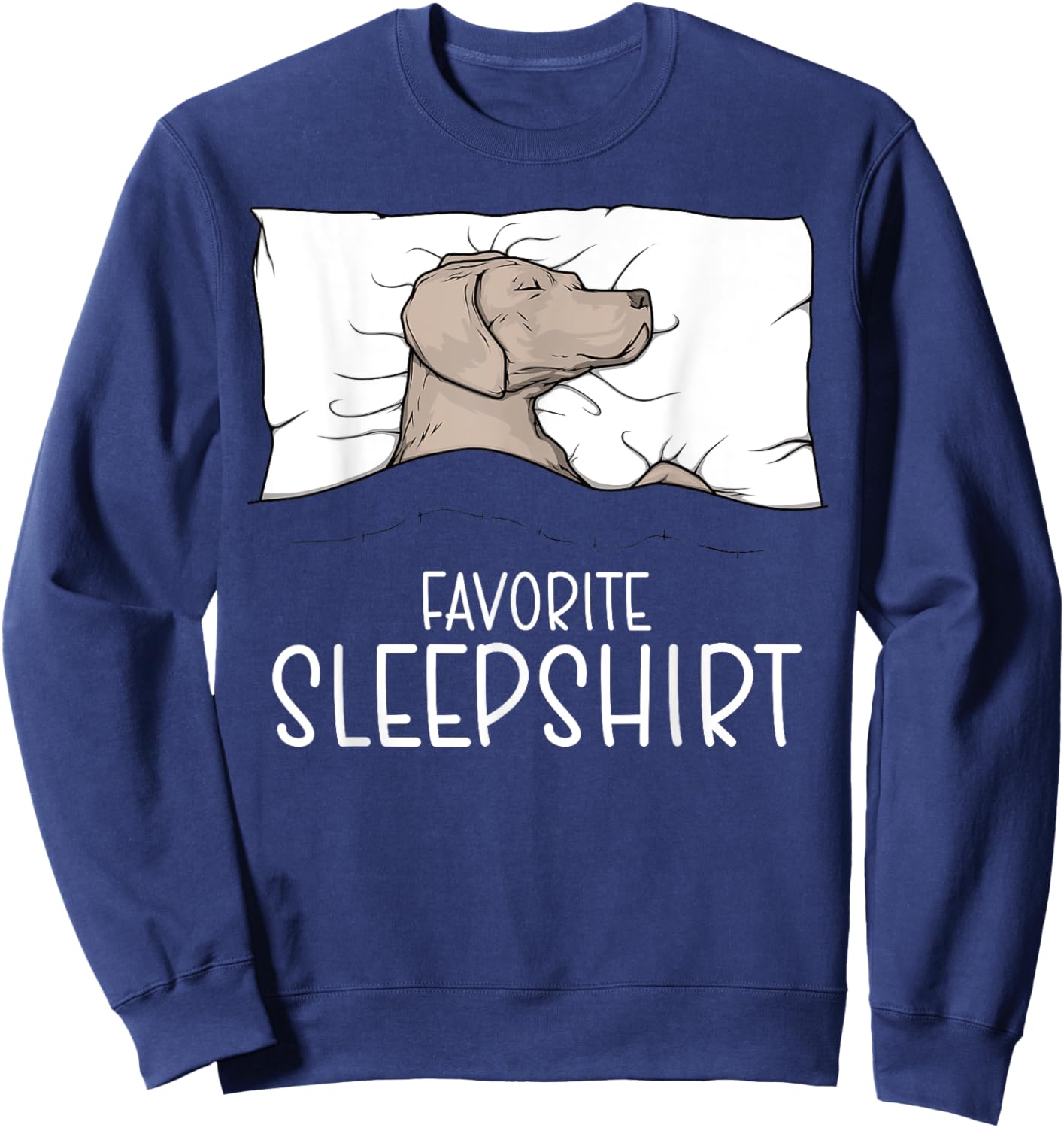 Favorite Sleepshirt Weimaraner Dog Napping Weimaraner Pajama Women Girls Kids Sweatshirt - Sweatshirt | Navy