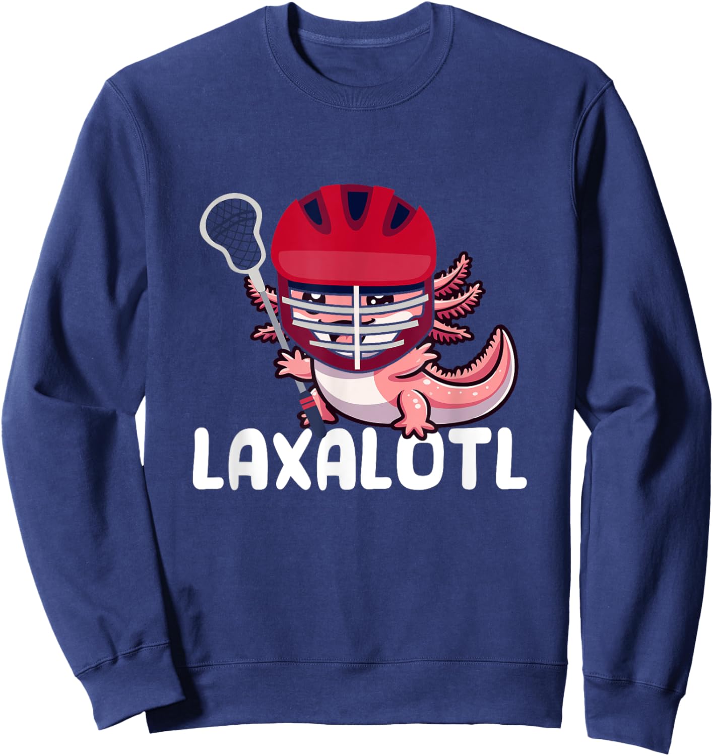 Funny Lacrosse LAX Laxalotl Axolotl Lacrosse Player Athlete Sweatshirt - Sweatshirt | Navy