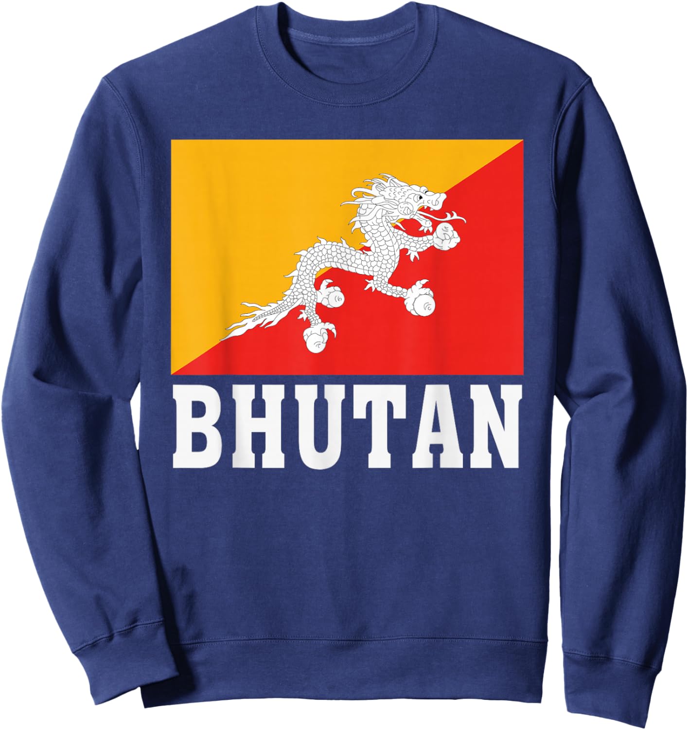 Bhutan Flag Patriotic National Roots Souvenir Sweatshirt - Sweatshirt | Navy