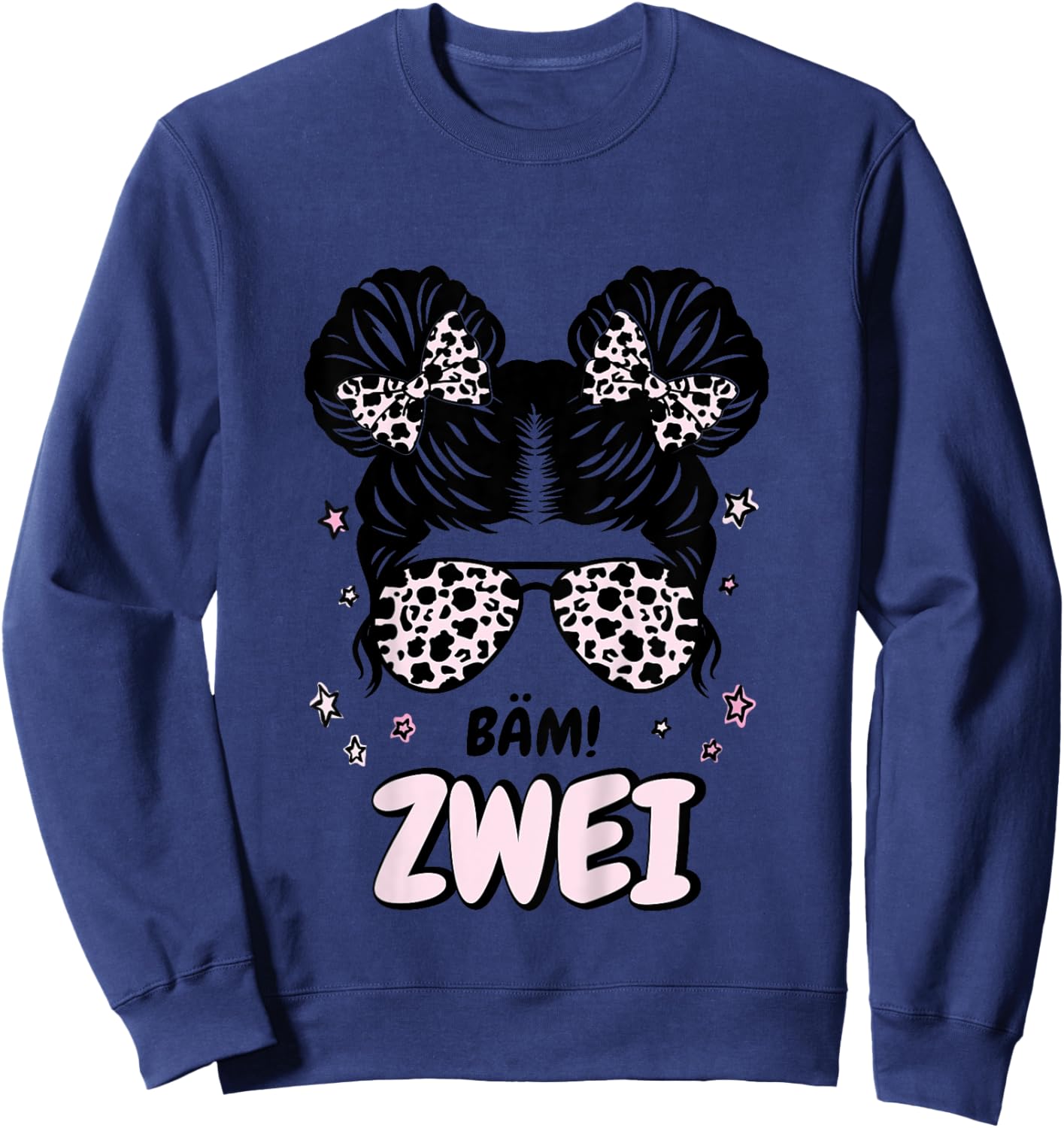Kinder 2. Geburtstag Mädchen Messy Bun Bäm! Zwei Sweatshirt - Sweatshirt | Navy