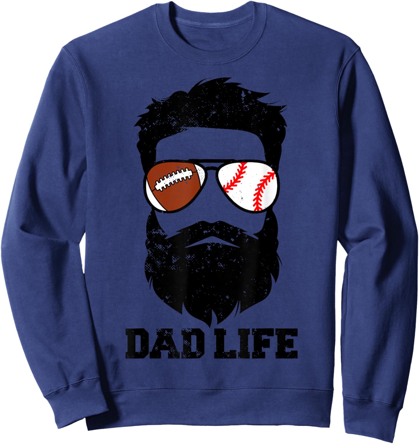 Football Baseball Dad Messy Hair Beard Football Baseball Dad Sweatshirt - Sweatshirt | Navy