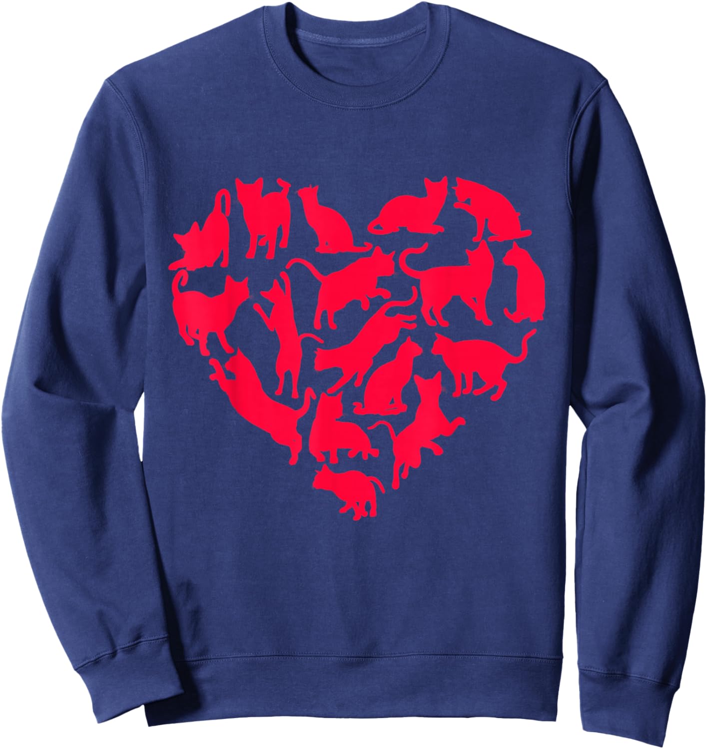 Cat Heart Shape Funny Valentine's Day Sweatshirt - Sweatshirt | Navy