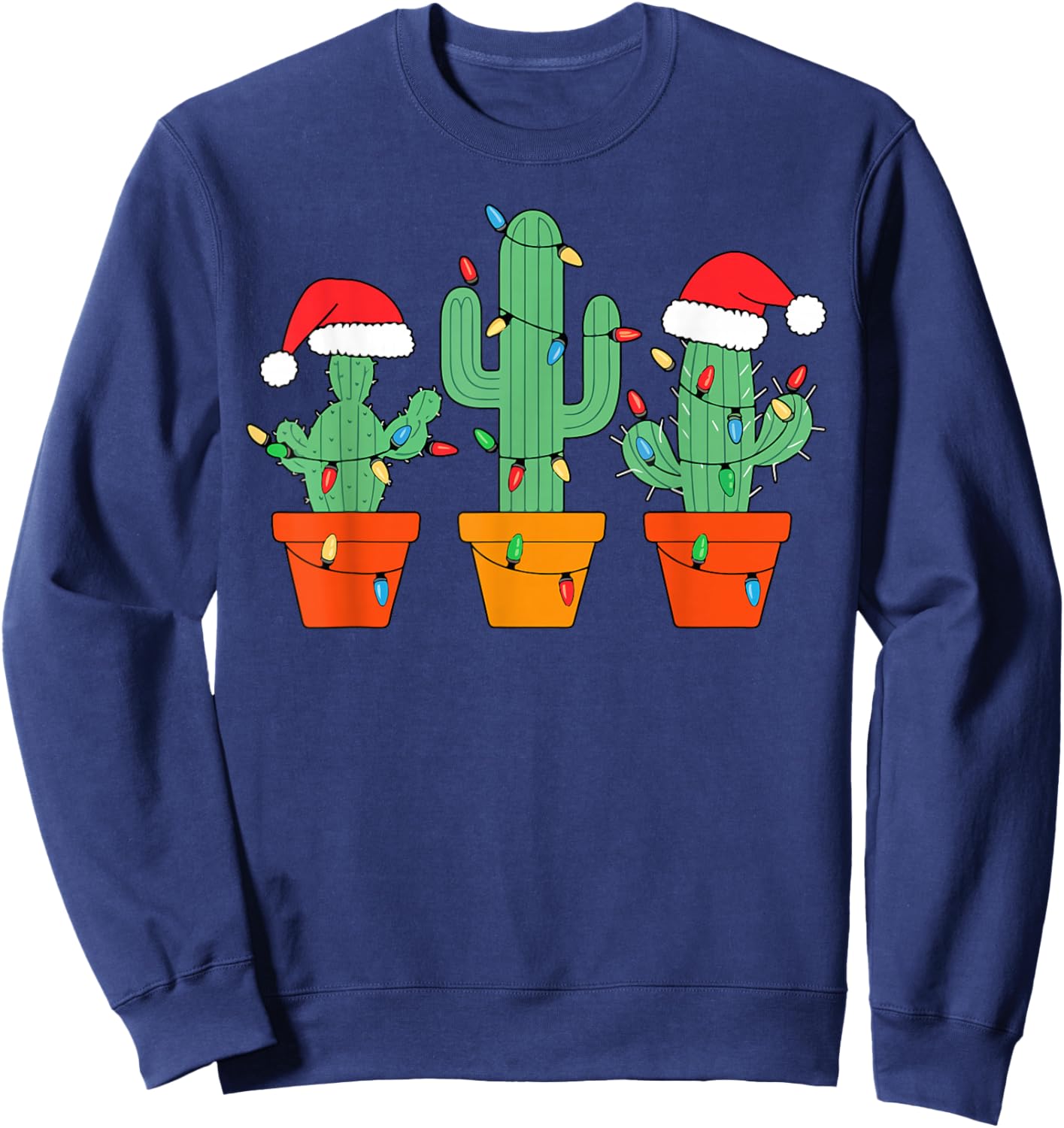 Christmas Cactus Cute Succulent Plant Xmas Men Women Kids Sweatshirt - Sweatshirt | Navy