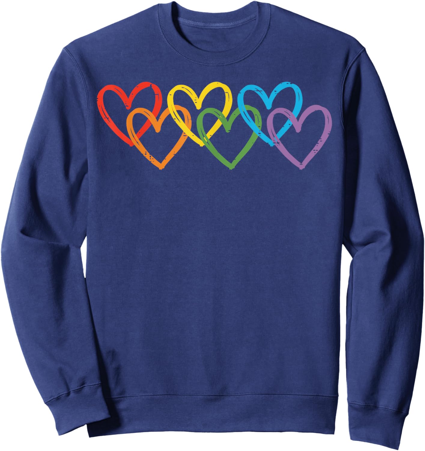 Gay Rainbow Hearts LGBTQ Pride Month Love Ally Men Women Sweatshirt - Sweatshirt | Navy