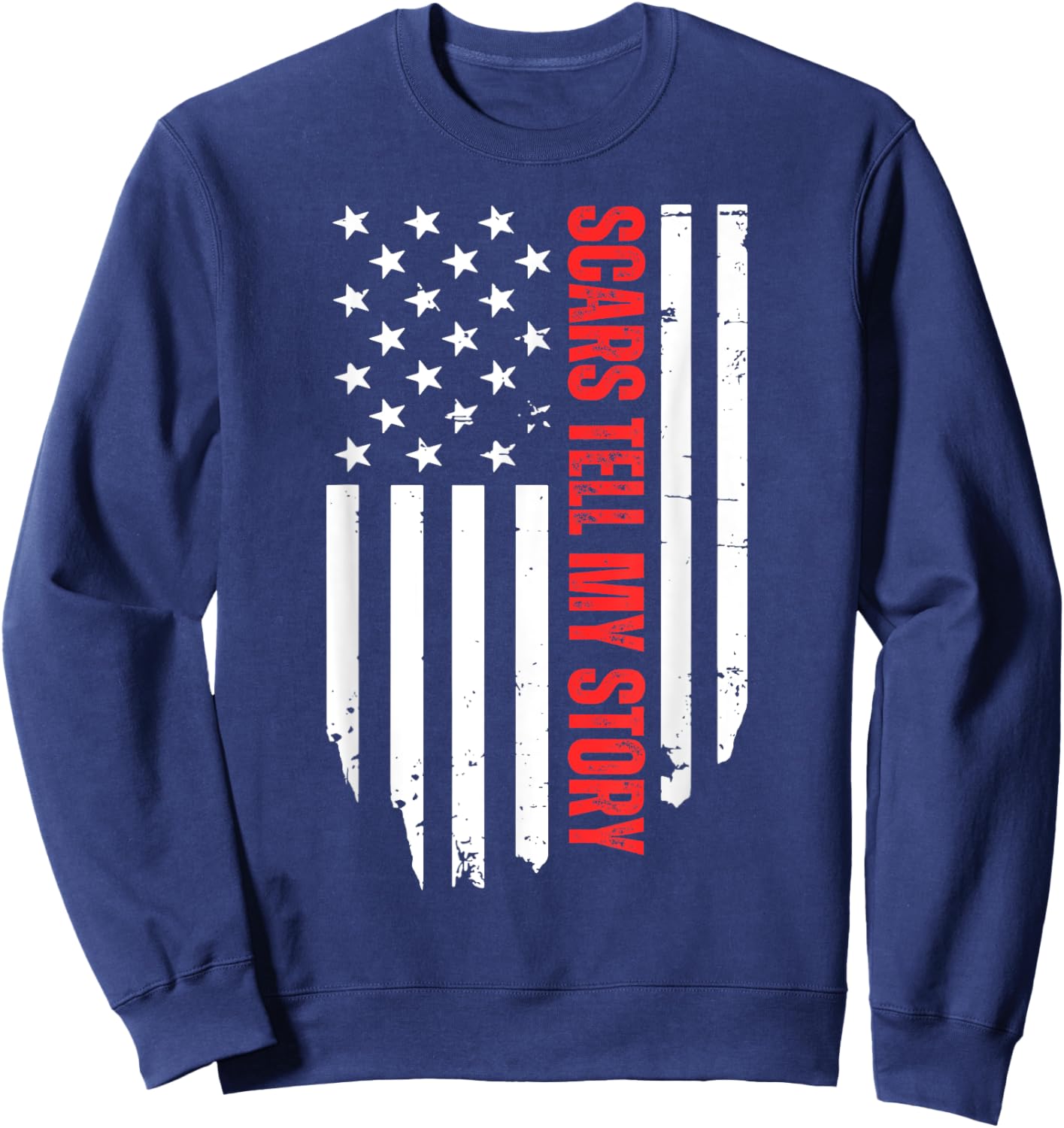 Burn Survivor United States Flag Scars and Stripes Sweatshirt - Sweatshirt | Navy
