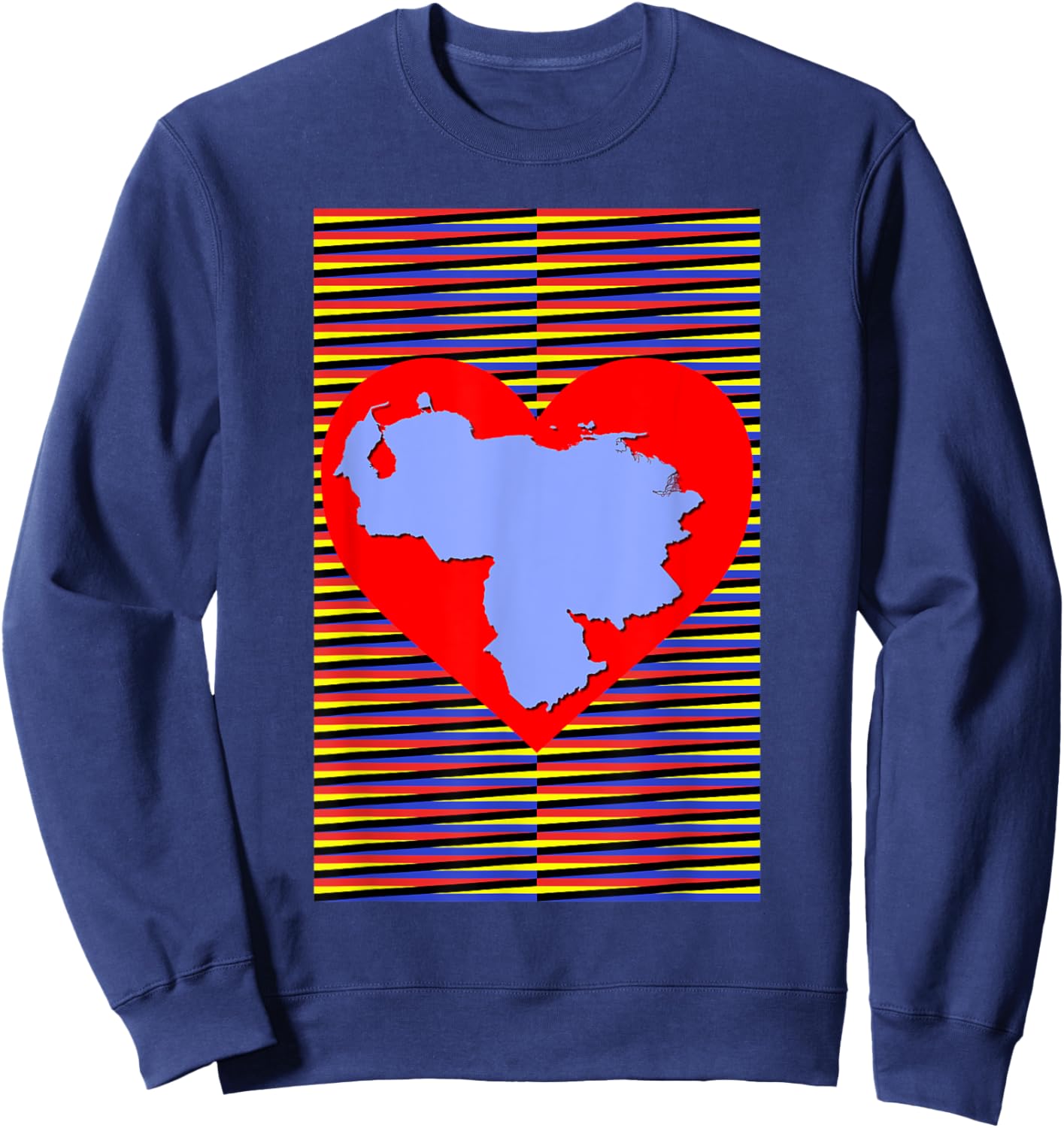Venezuela map in heart, Venezuelan Chromatic Background Art Sweatshirt - Sweatshirt | Navy