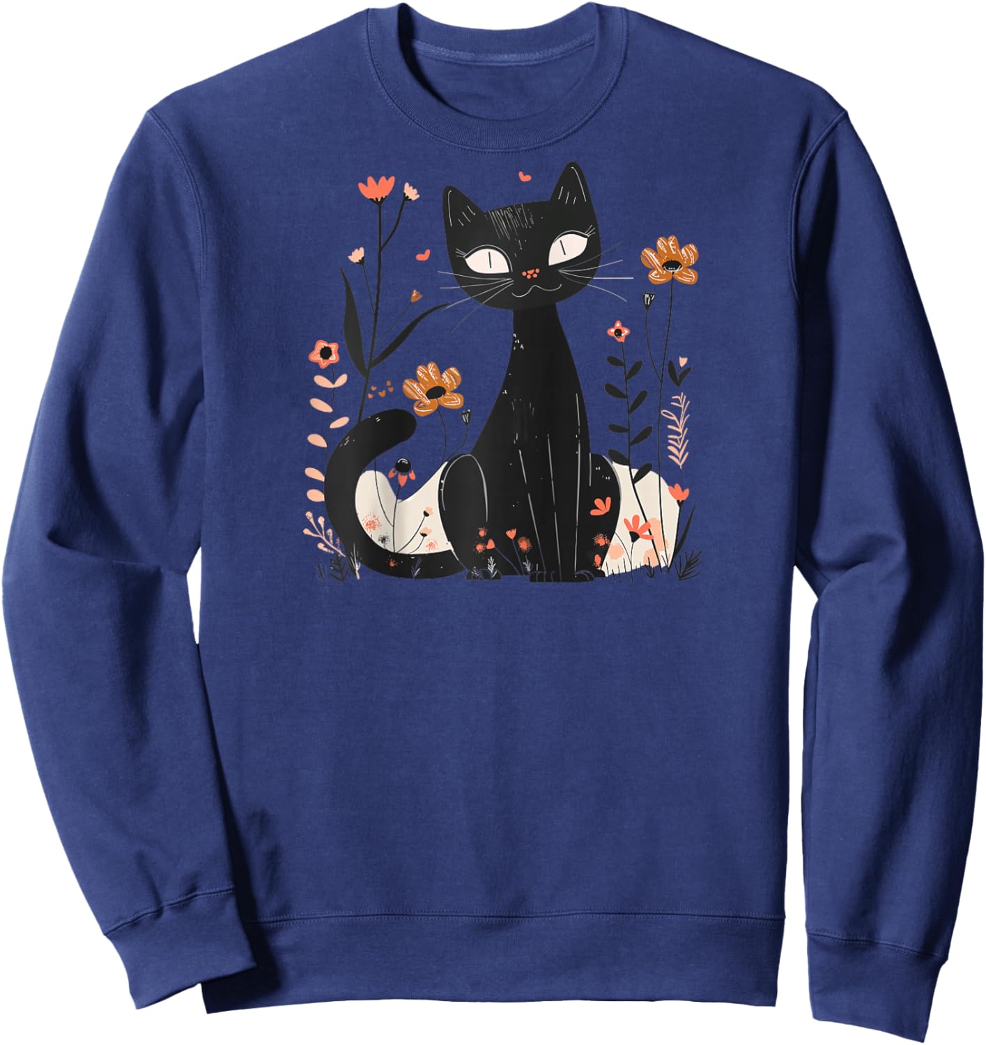 Black cat, Gothic Raglan Baseball Sweatshirt - Sweatshirt | Navy