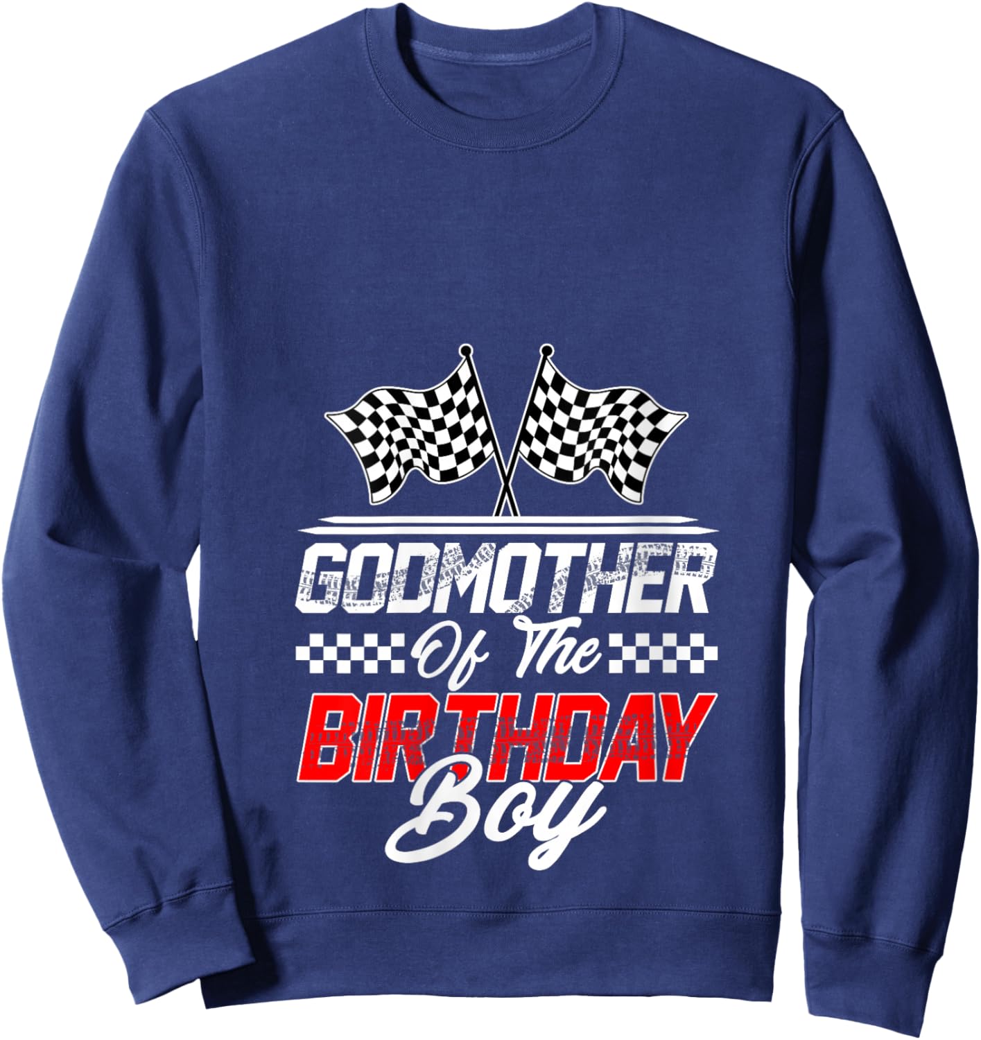 Women's Race Car Godmother of The Birthday Boy Racing Family V-Neck Sweatshirt - Sweatshirt | Navy