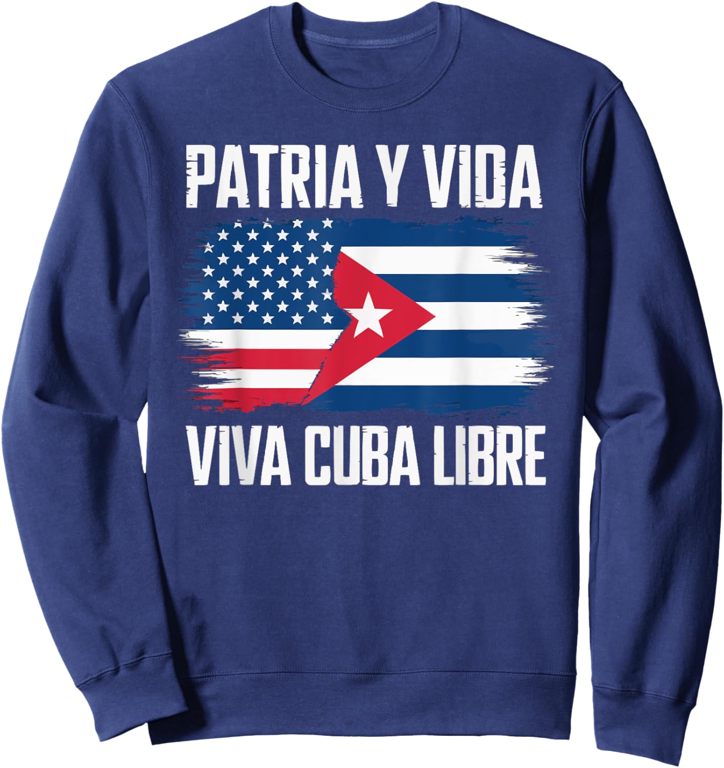 Half Cuban Half American Country USA Flag Cuba America Sweatshirt - Sweatshirt | Navy