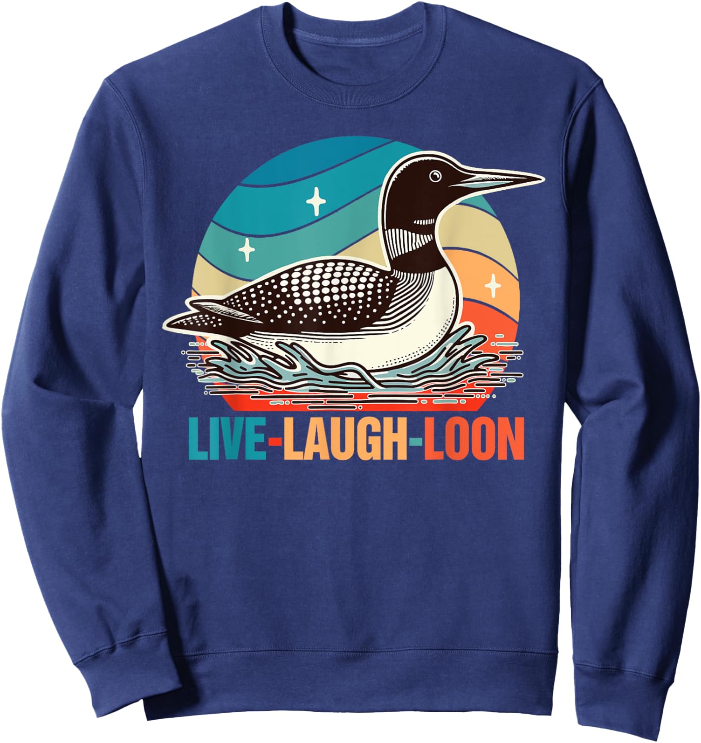 Funny Birds Mom Retro Vintage Outfits Common Loon Bird Lover Bird Watching Lives Laugh Loon , Small, Black Sweatshirt - Sweatshirt | Navy