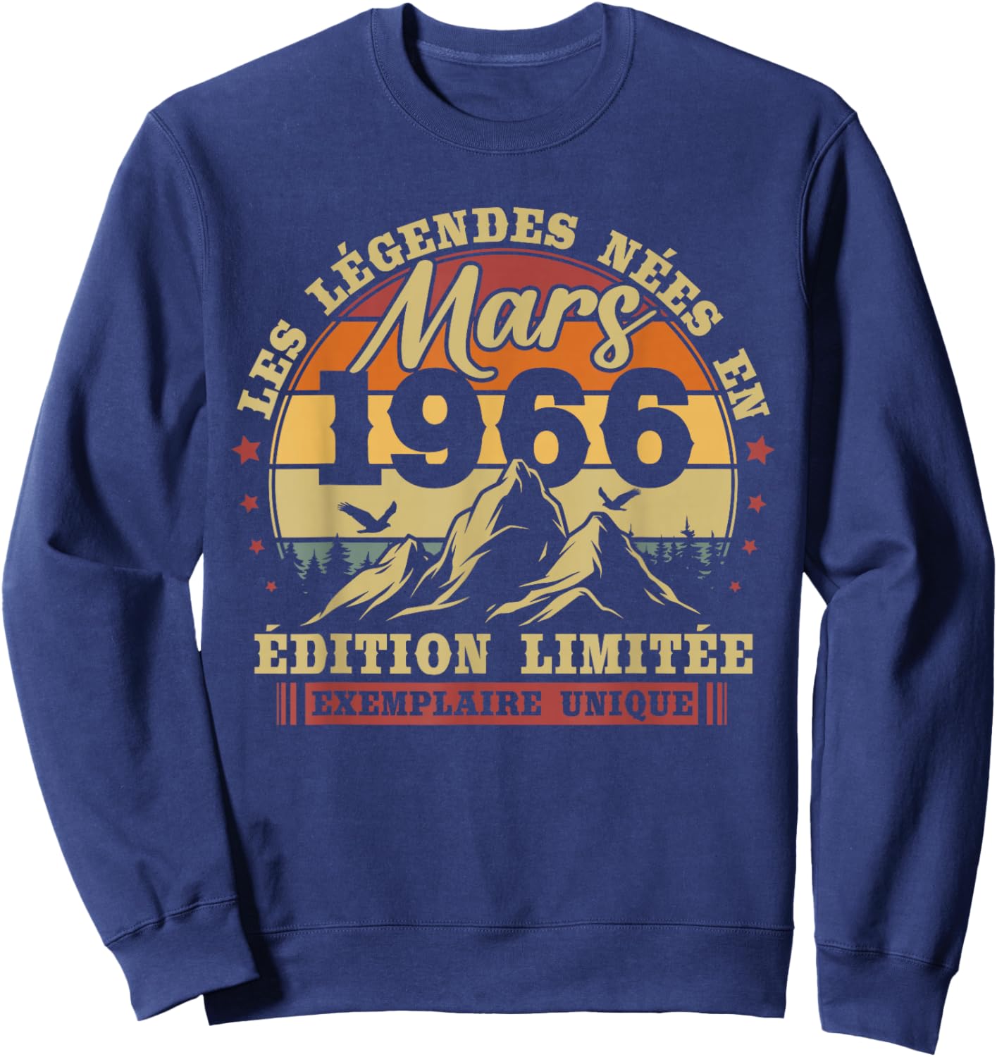 Vintage March 1966 Retro Birthday 60 Years Men Women Sweatshirt - Sweatshirt | Navy