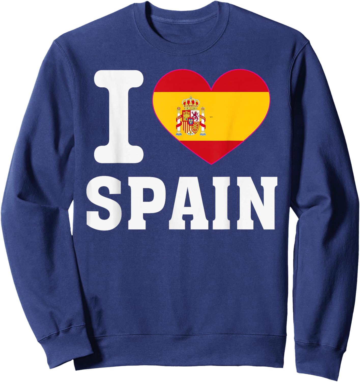I Love Spain Heart Souvenir Lovers Pride Travel Sweatshirt - Sweatshirt | Navy