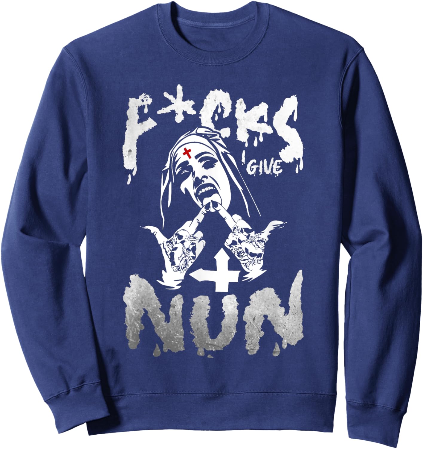 F-cks I Give Nun Dark Humor Gothic Design Sweatshirt - Sweatshirt | Navy