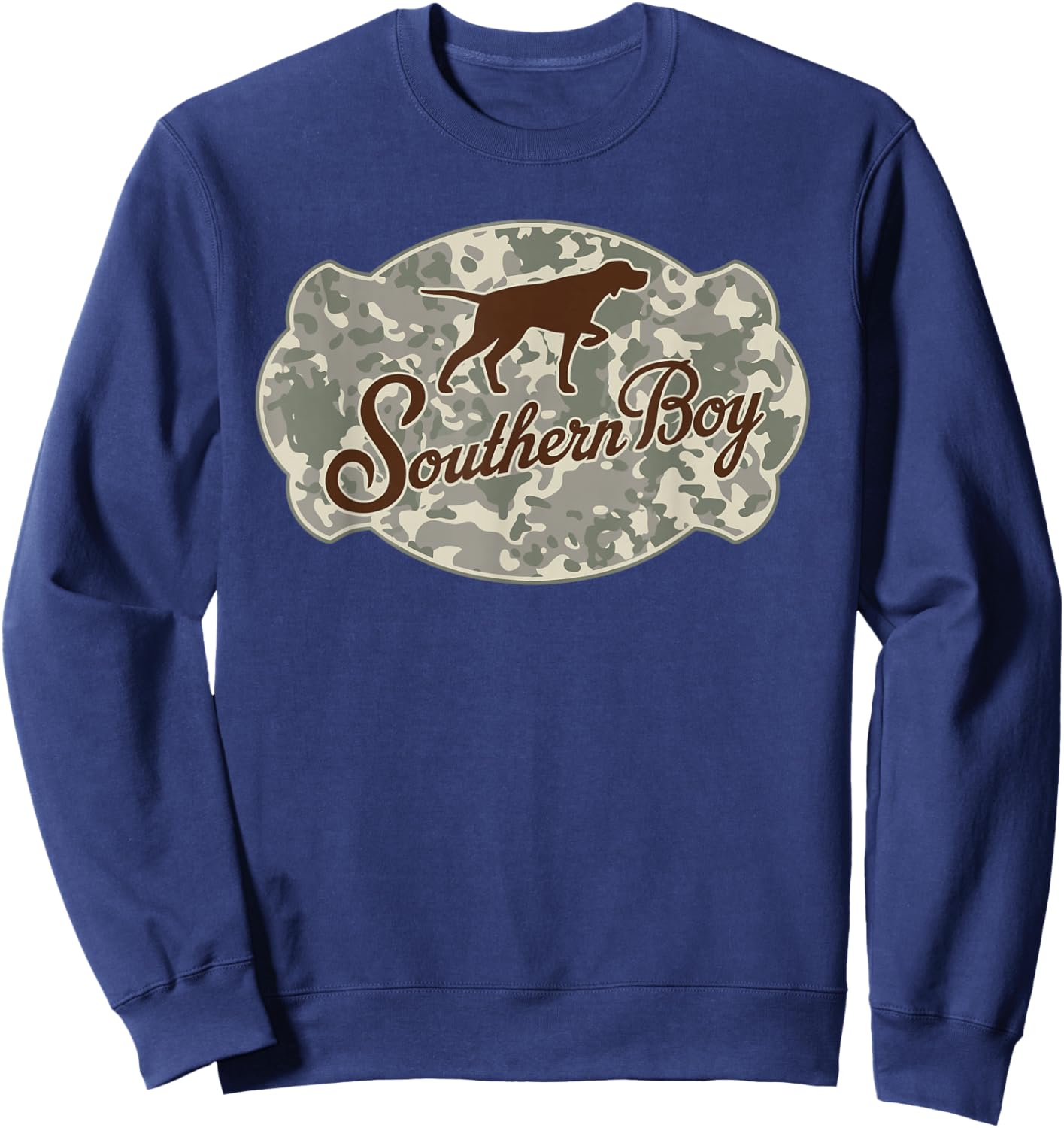 Southern Boy Camouflage Hunting Dog Hello Hunting Season Sweatshirt - Sweatshirt | Navy