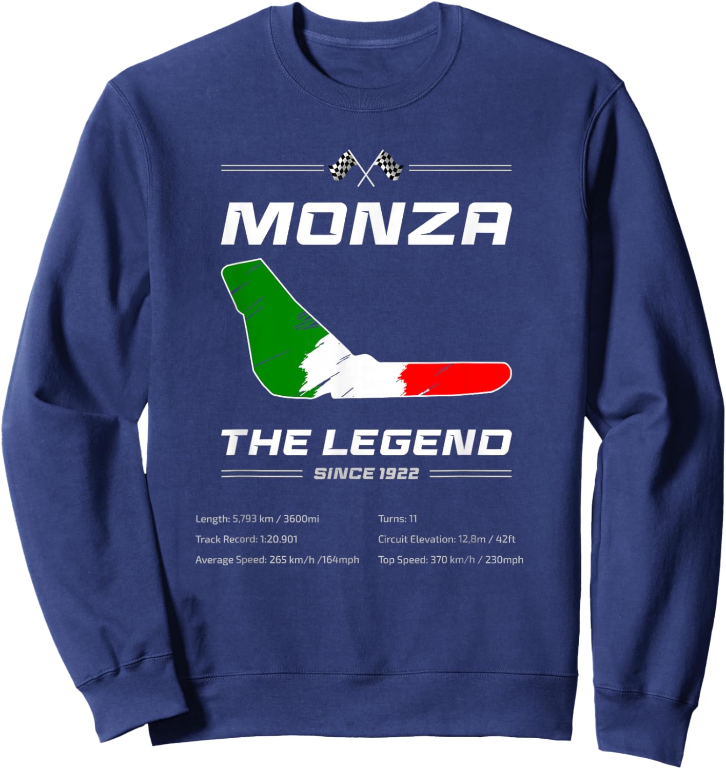 Monza Italien Historische Rennstrecke – 1921 Blueprint Sweatshirt - Sweatshirt | Navy