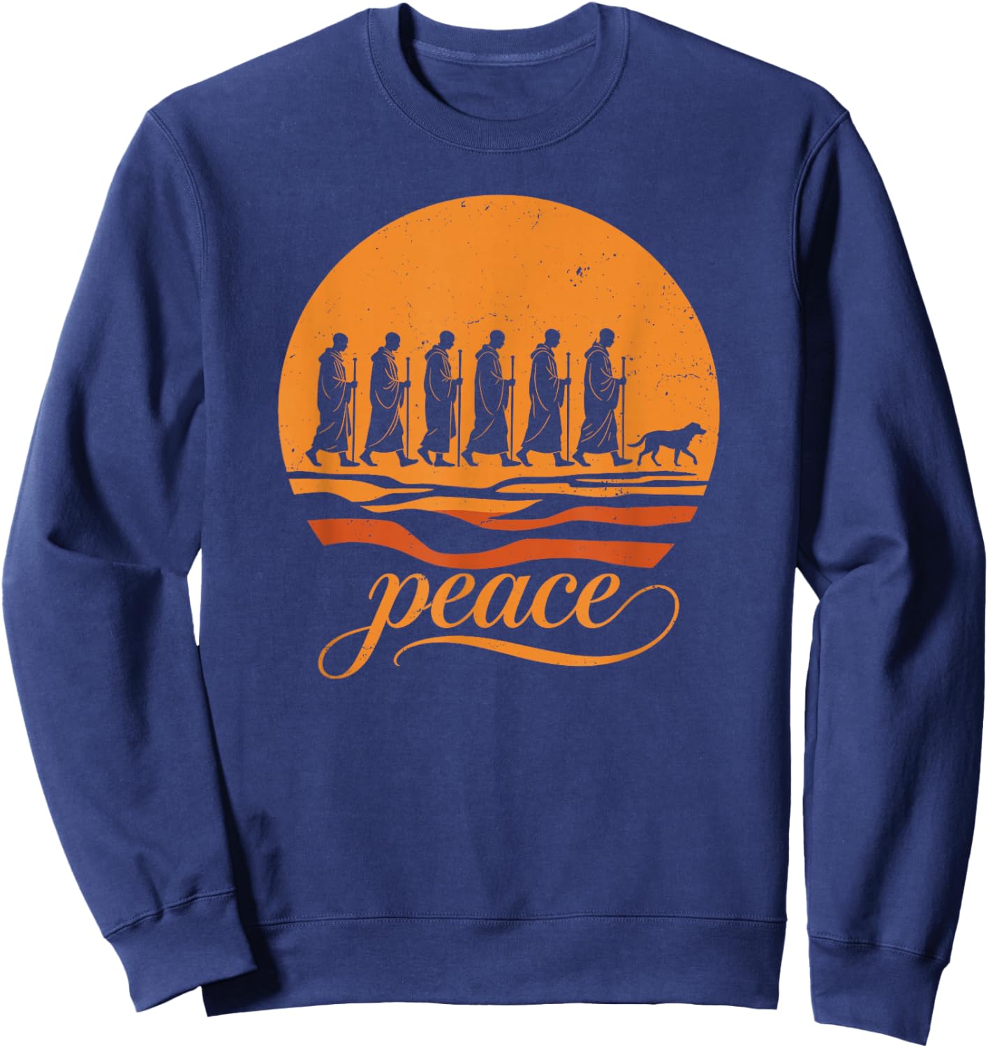 Walk for Peace Buddhist Monks Inspirational Journey Sweatshirt - Sweatshirt | Navy