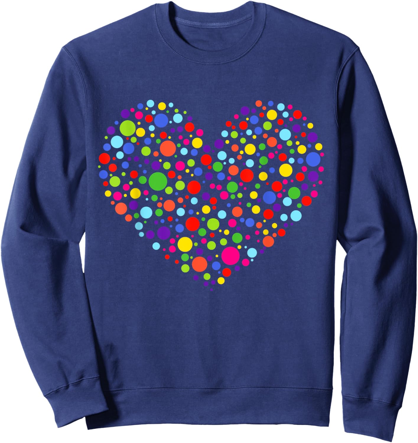Happy Dot Day Heart Colorful Polka Dot Women Teen Girl Kids Sweatshirt - Sweatshirt | Navy