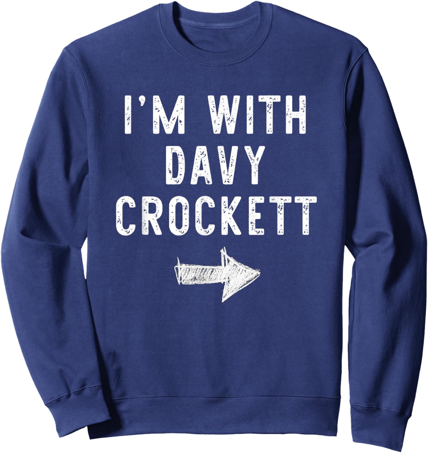 I’m with Davy Crockett Funny Halloween Couple Costume Sweatshirt - Sweatshirt | Navy