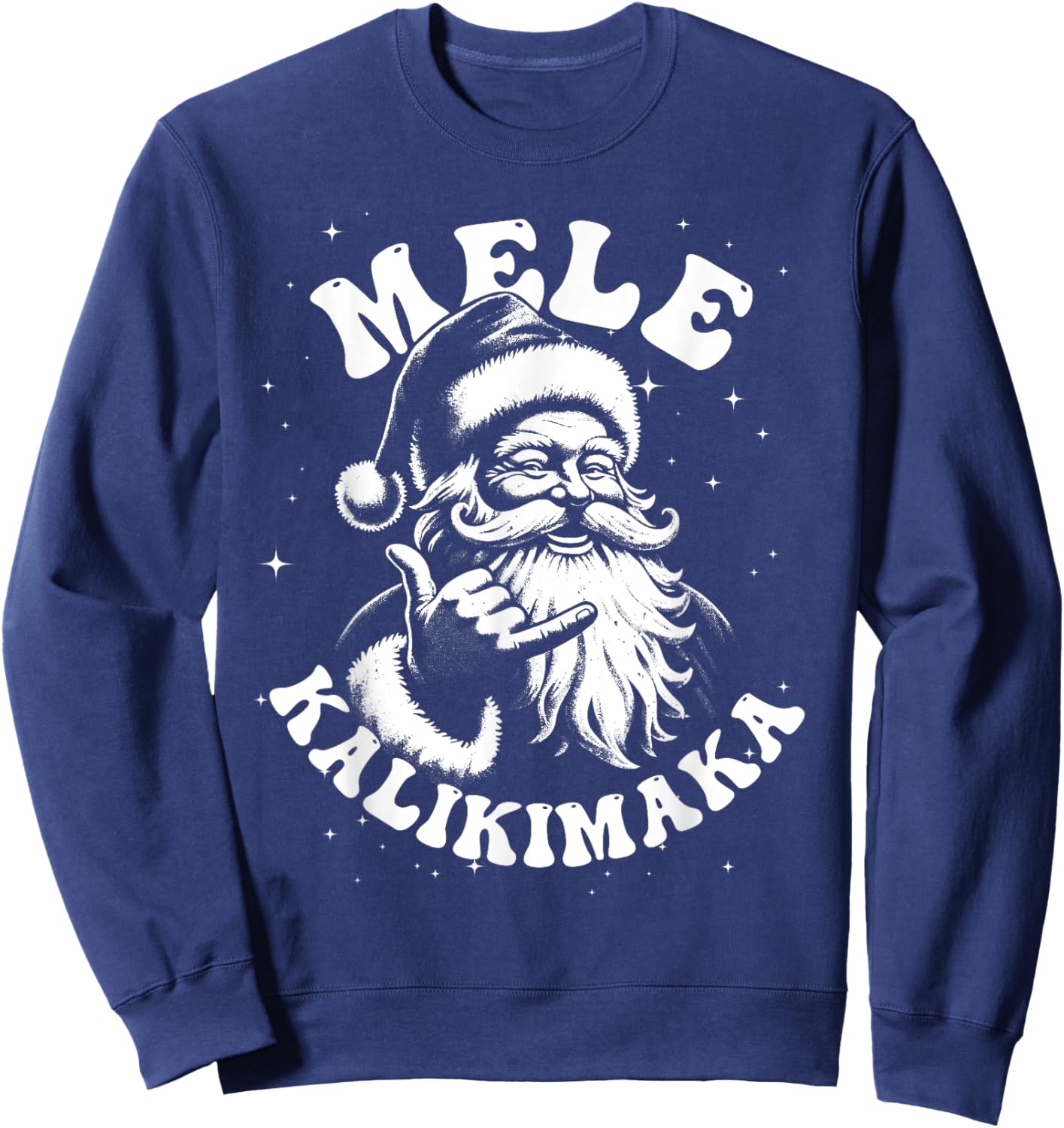 Retro Christmas Surf, Mele Kalikimaka Santa Shaka Hawaii Sweatshirt - Sweatshirt | Navy