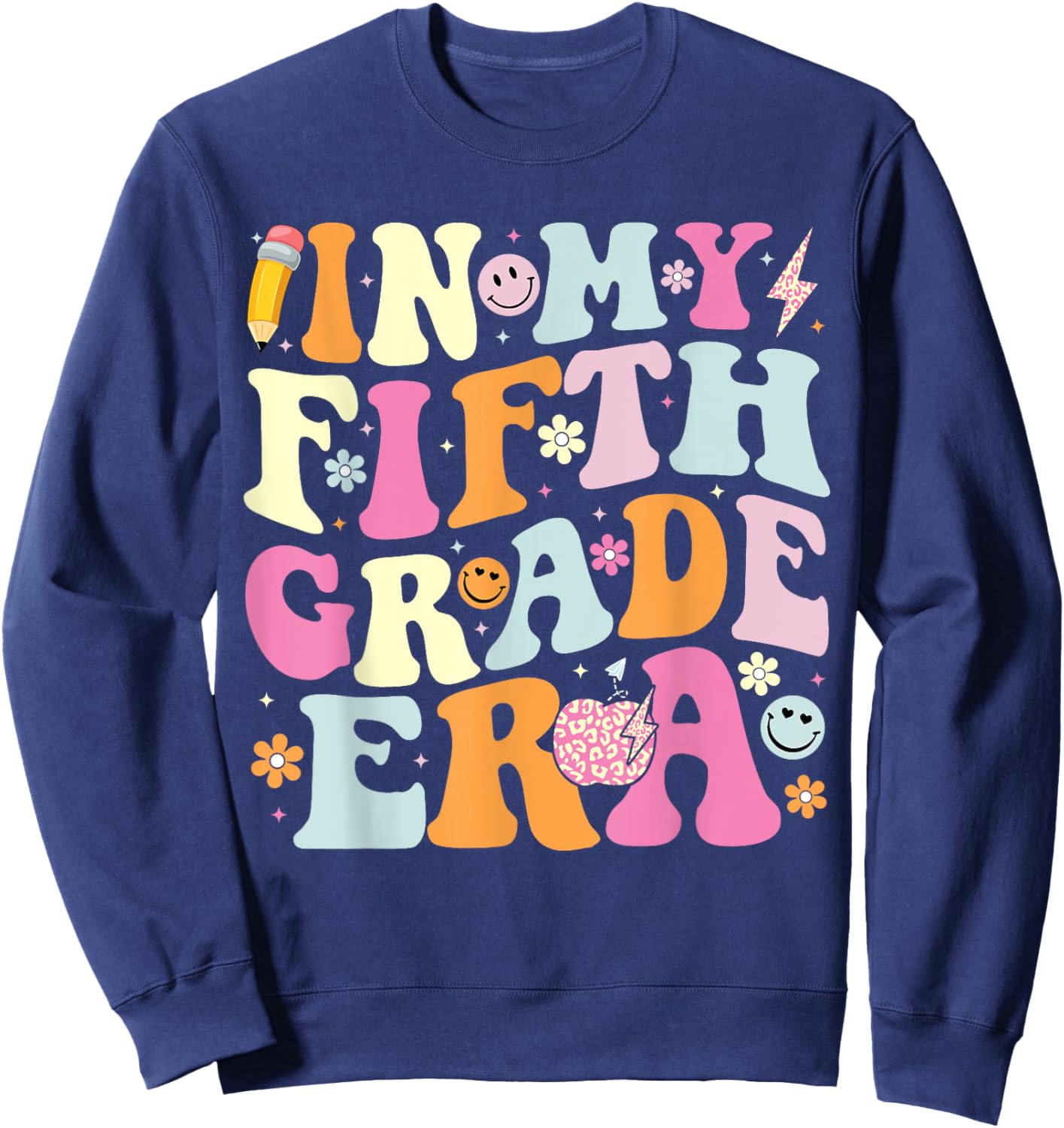 In My Fifth Grade Era Cool 5th Grade Teacher Back to School Women Kids Sweatshirt - Sweatshirt | Navy