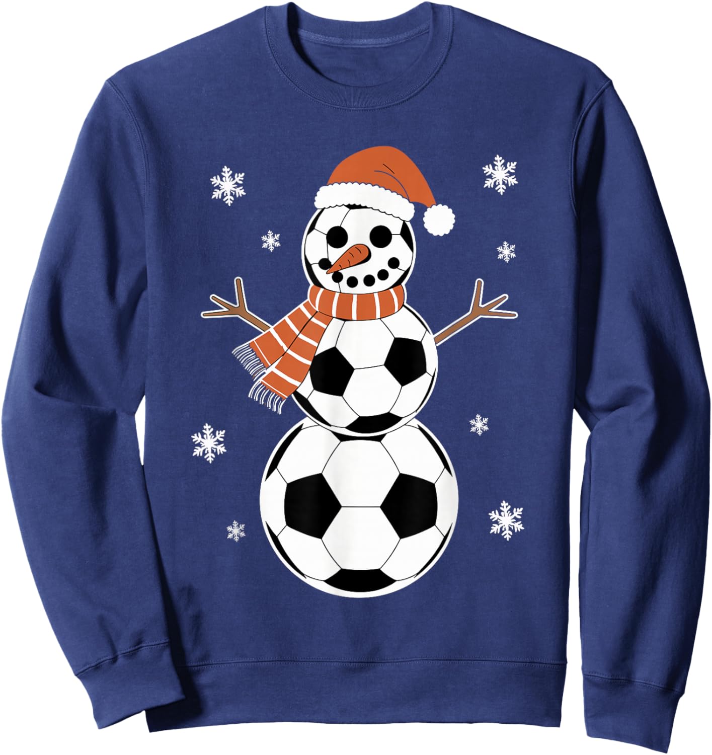 Funny Christmas Soccer Balls As Snowman Men Boys Kids Sweatshirt - Sweatshirt | Navy