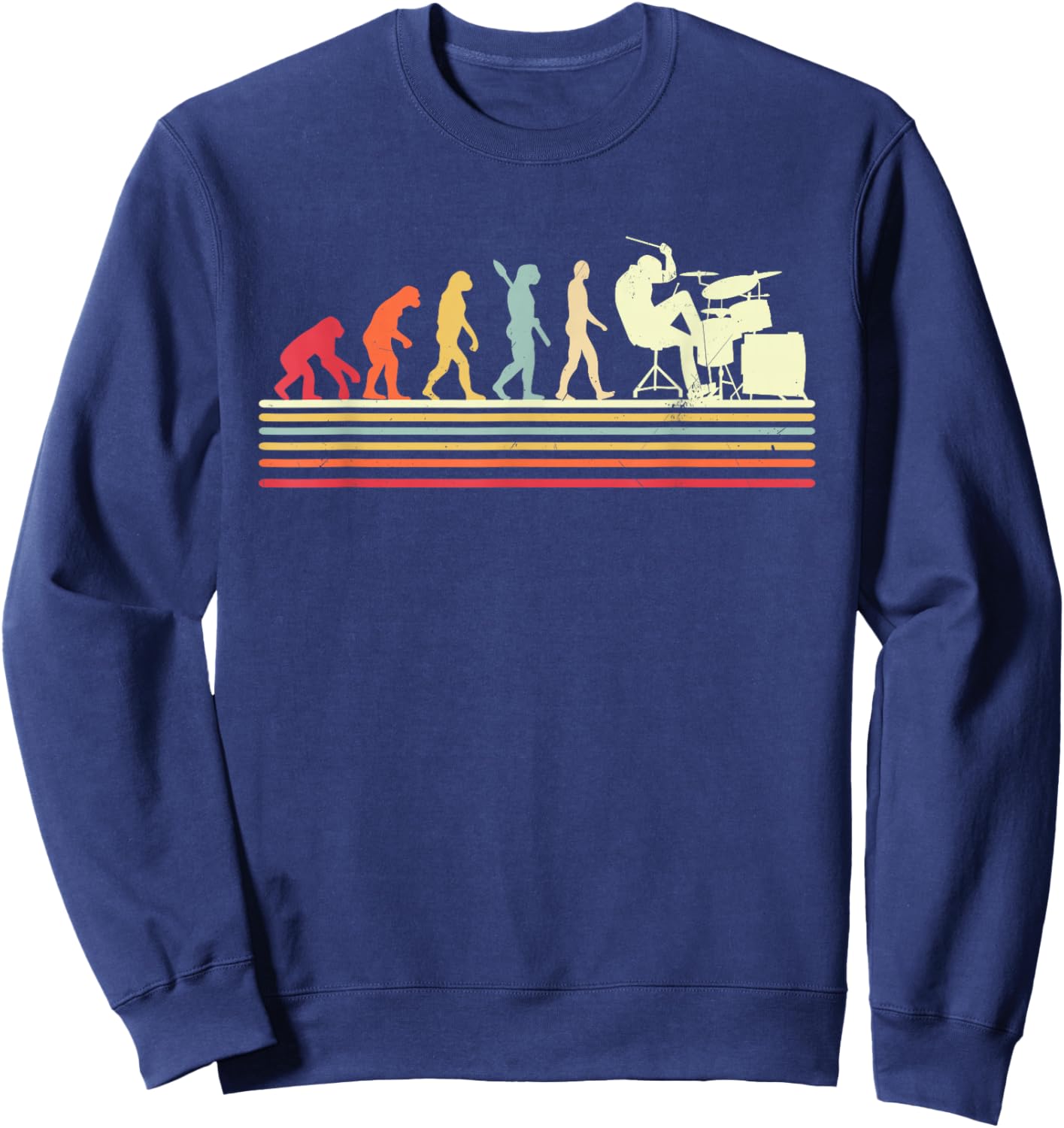 Drummer Evolution Art Retro Cool Drum Set Player Drumming Sweatshirt - Sweatshirt | Navy