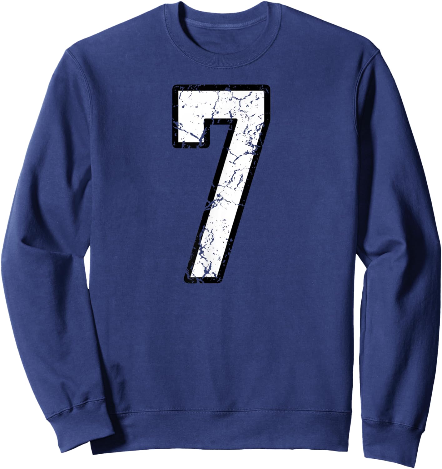 White and Black Sports Number 7 Jersey Uniform Player Sweatshirt - Sweatshirt | Navy
