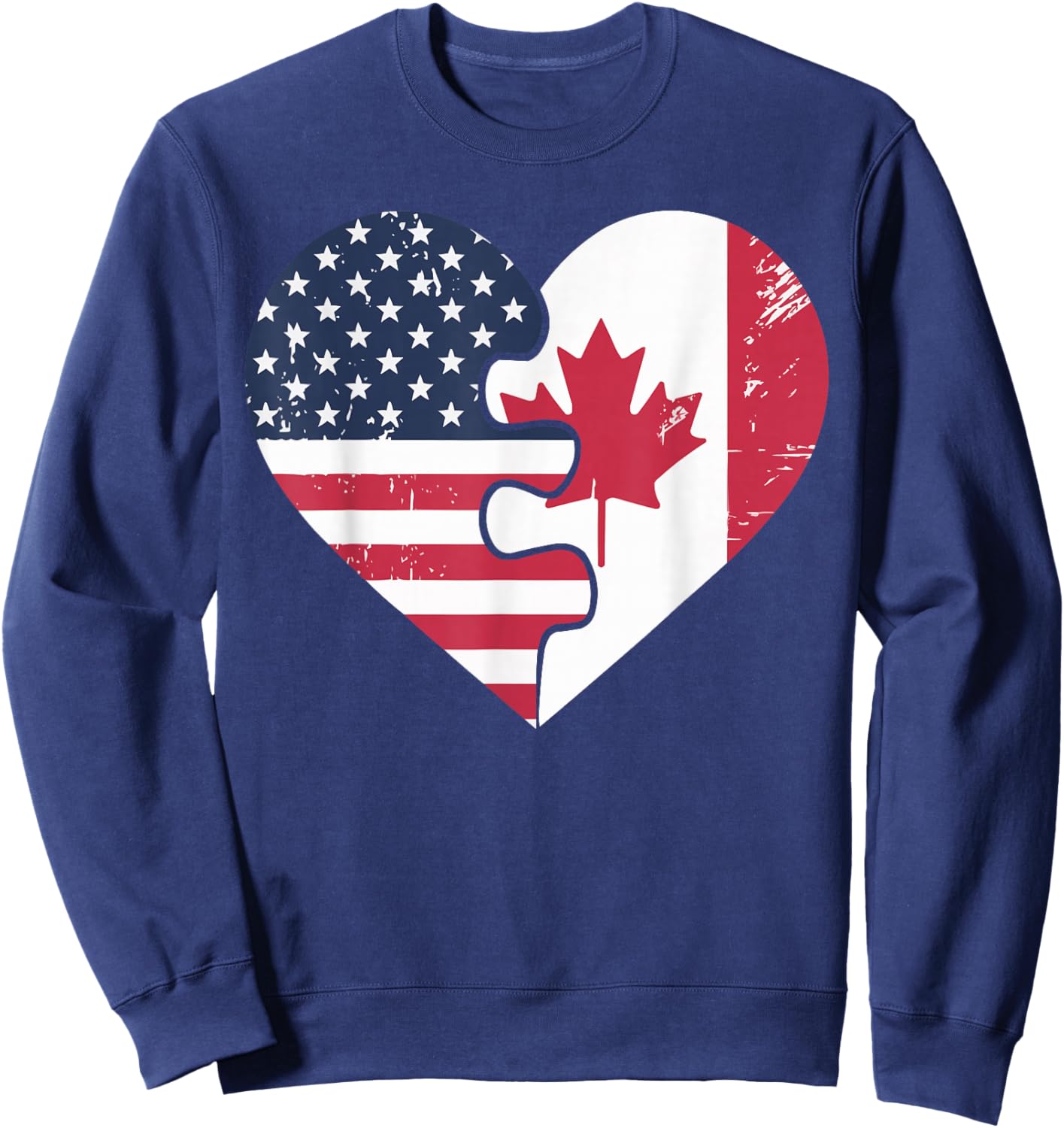 Half American Half Canadian USA Flag Canada America Sweatshirt - Sweatshirt | Navy