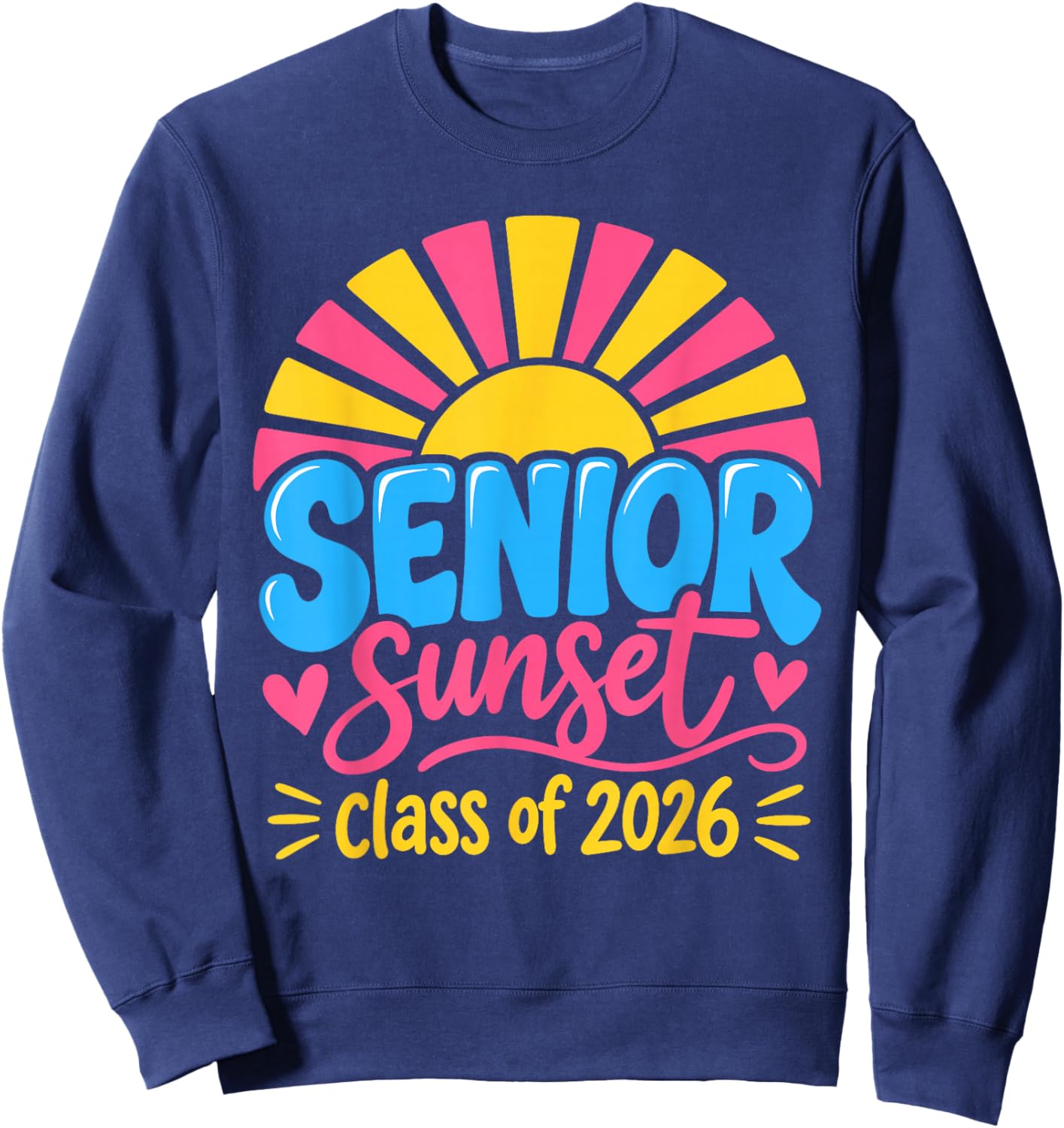 Senior Sunset Retro Graduation Class 2026 Sweatshirt - Sweatshirt | Navy