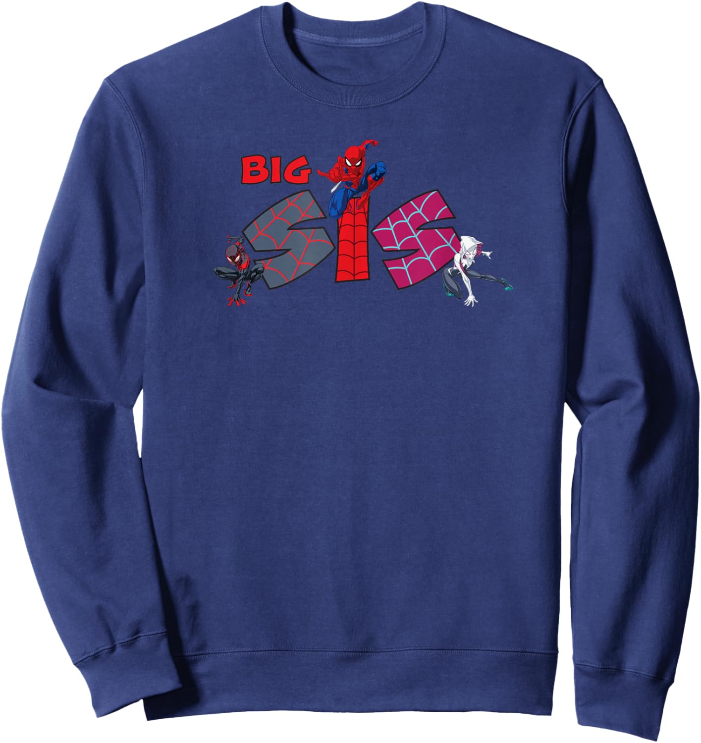 Marvel Spider-Man Trio Big Sis Sister Family Trip Matching Sweatshirt - Sweatshirt | Navy