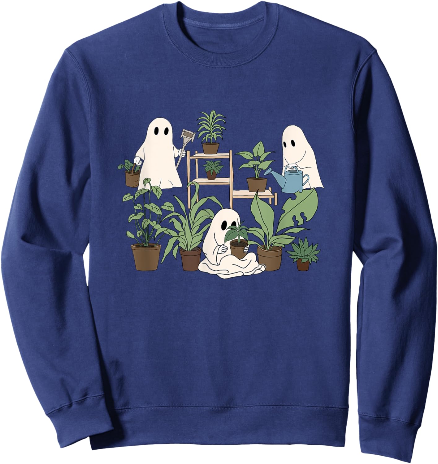 Cute Ghost Plant Lady Halloween Spooky Gardener Gift Sweatshirt - Sweatshirt | Navy