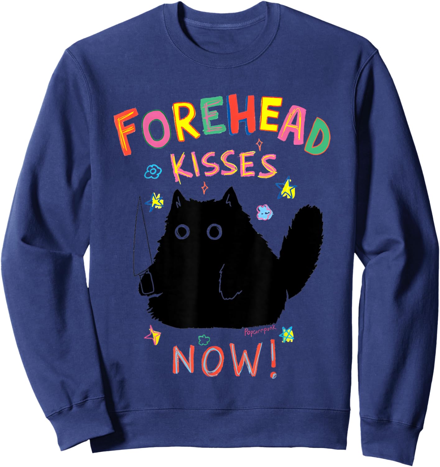 Black Cat Forehead Kisses Now Sweatshirt - Sweatshirt | Navy
