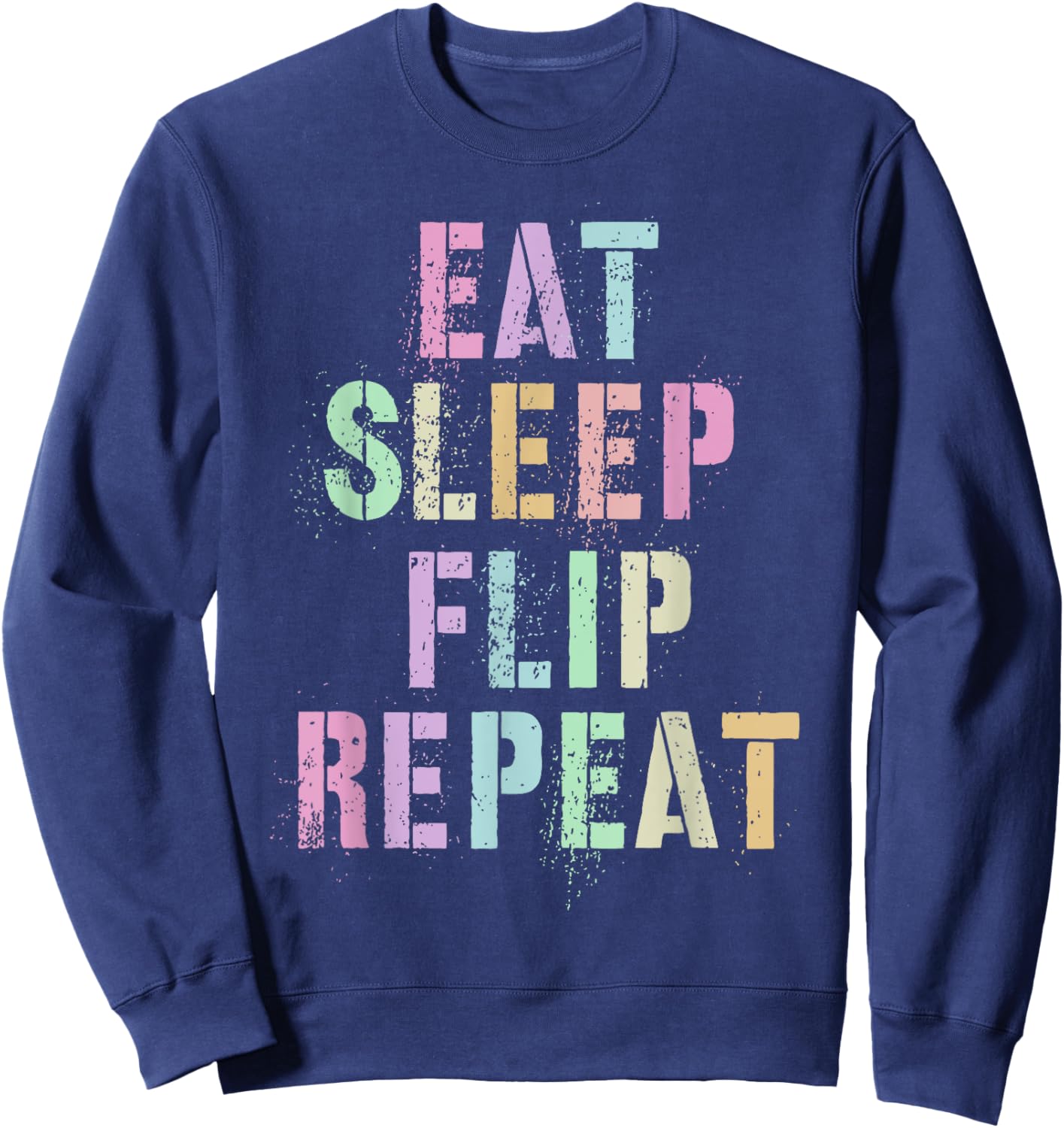 Fun Gymnast EAT SLEEP FLIP REPEAT Balance Beam Gymnastics Sweatshirt - Sweatshirt | Navy