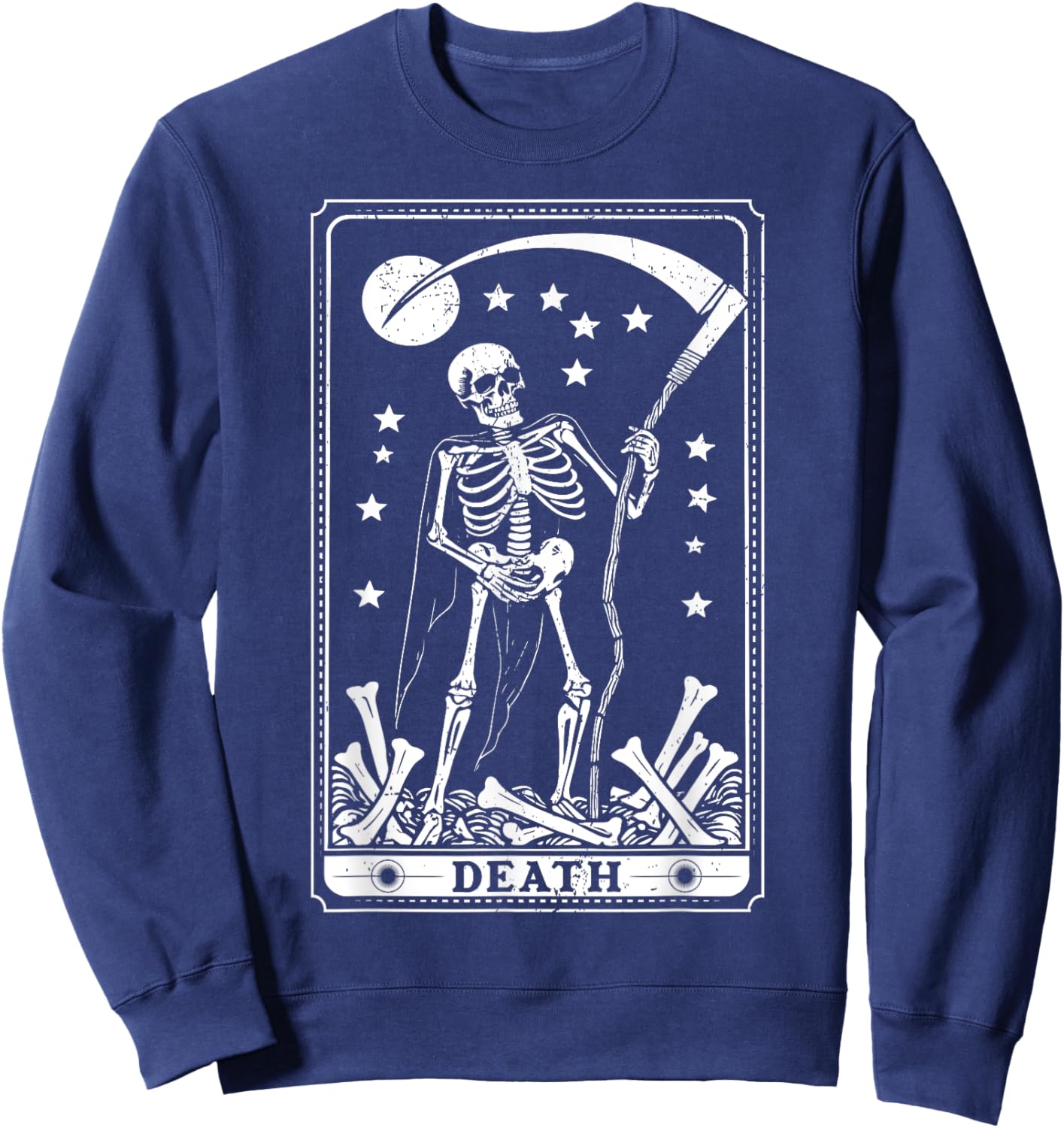 Retro Death Skeleton Tarot Card Astrology Happy Halloween Sweatshirt - Sweatshirt | Navy