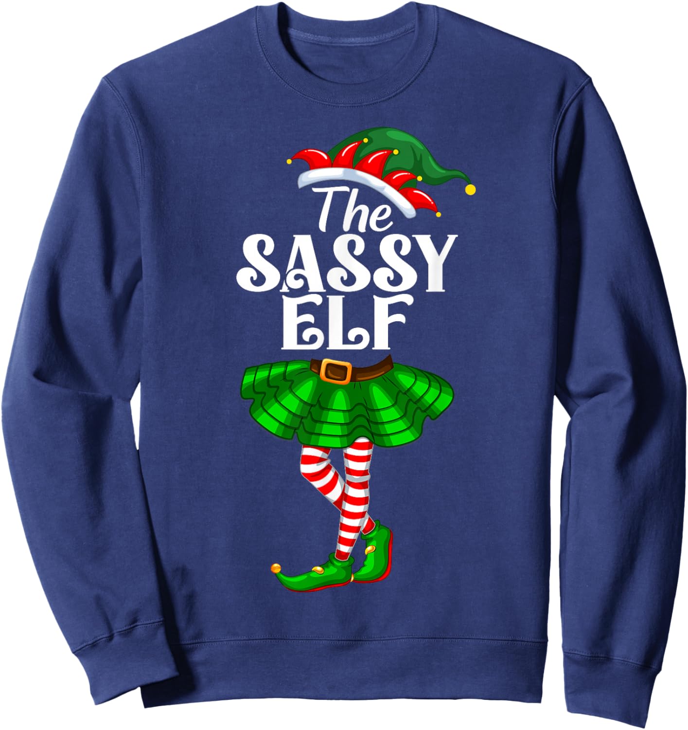 The Sassy Elf Xmas Funny Christmas Matching Family Pajama Sweatshirt - Sweatshirt | Navy