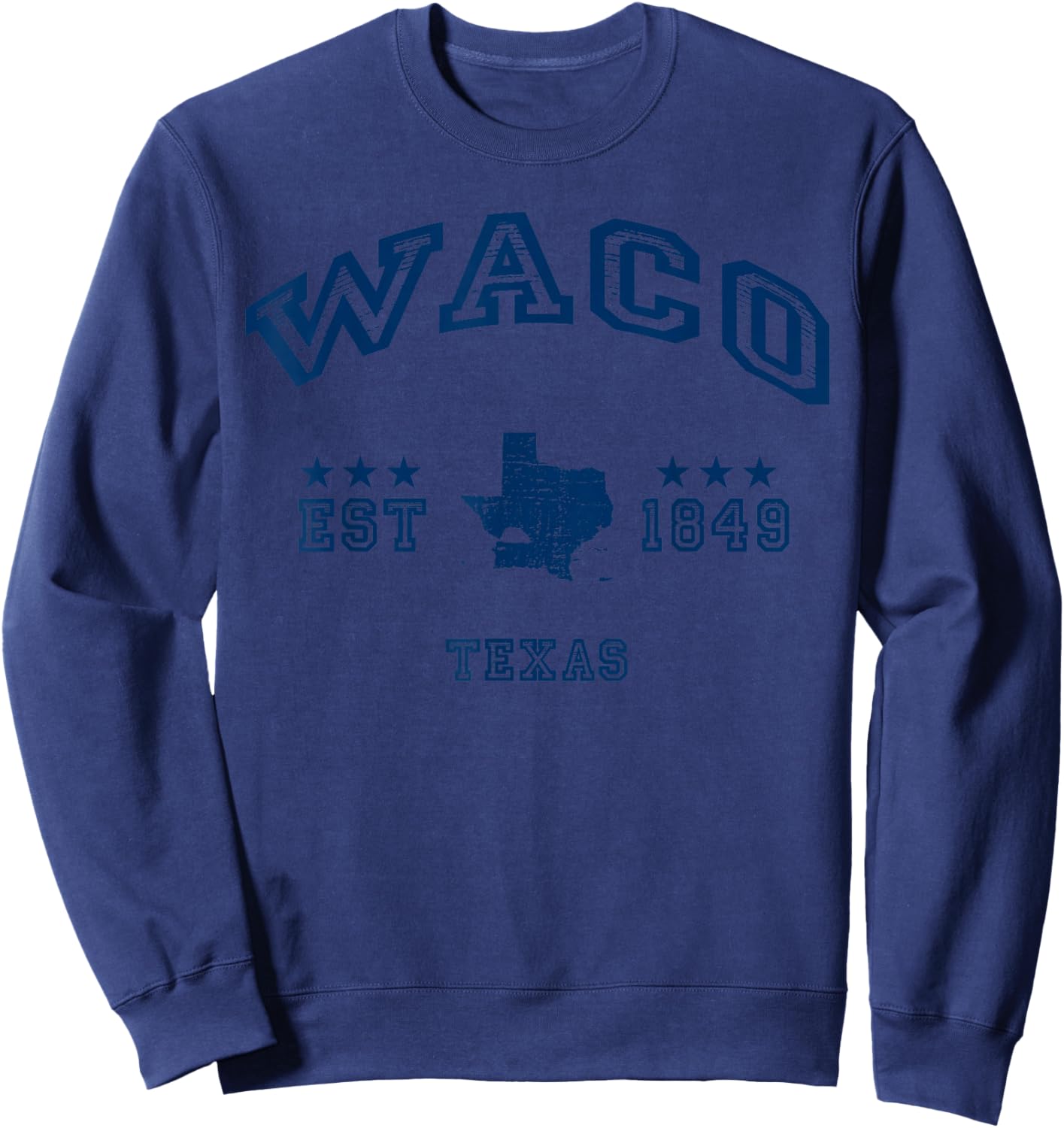 Retro Waco Texas TX Souvenir Throwback Navy Sweatshirt - Sweatshirt | Navy