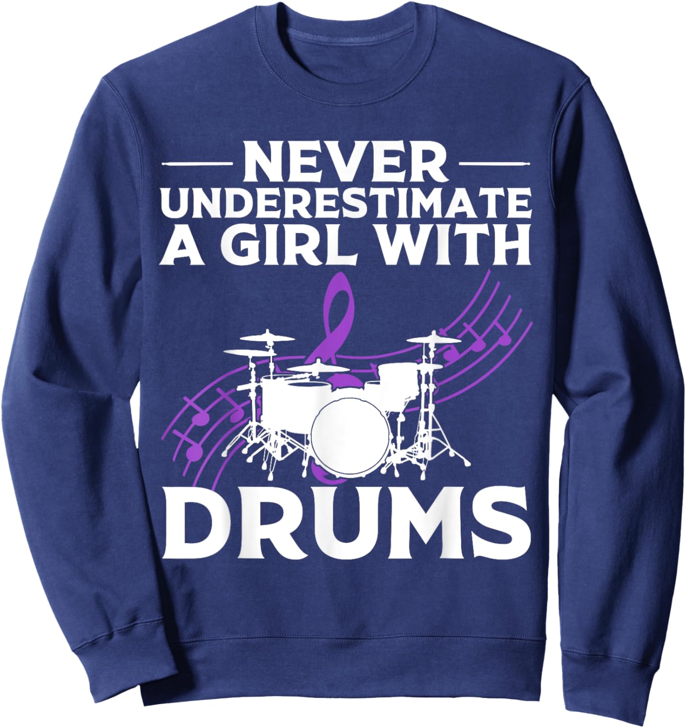 Funny Drummer Art For Girls Women Drumming Drum Set Drummer Sweatshirt - Sweatshirt | Navy