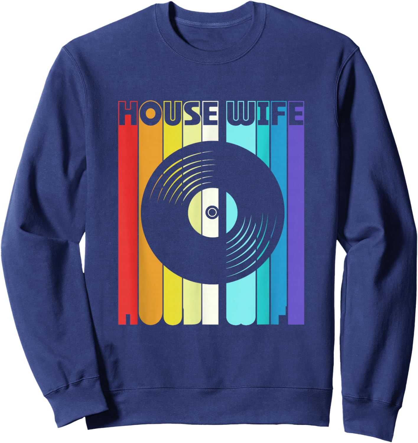 Retro Vintage House Wife Edm Dj House Music Sweatshirt - Sweatshirt | Navy