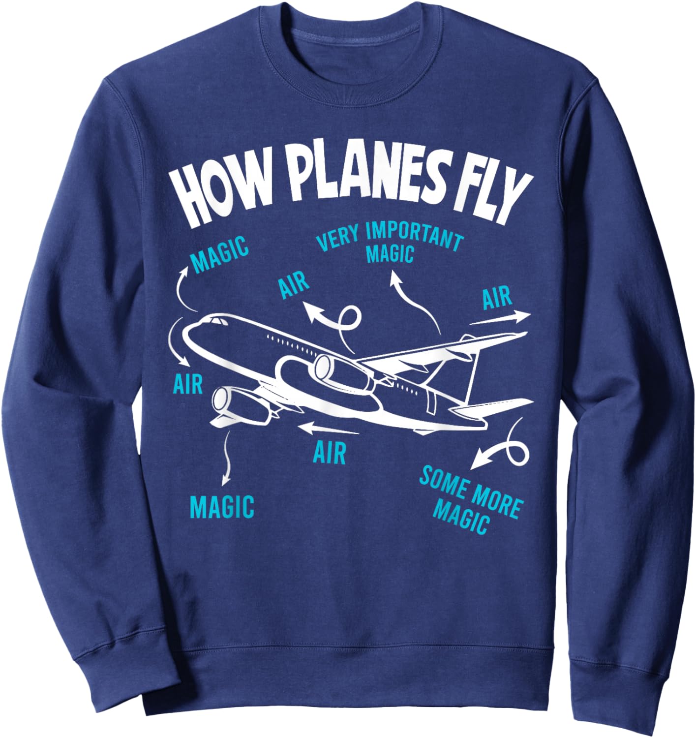 How Planes Fly Funny Aerospace Engineer Engineering Sweatshirt - Sweatshirt | Navy
