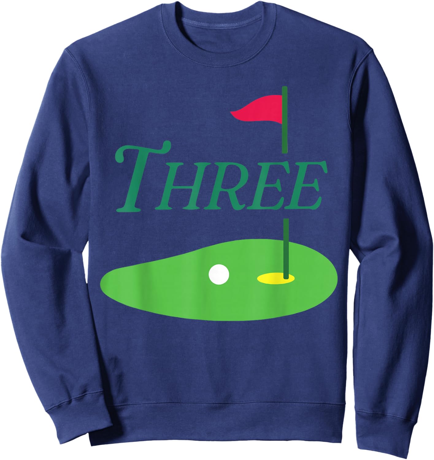 Three Par 3 Year Old Birthday 3rd Bday Matching Family Sweatshirt - Sweatshirt | Navy