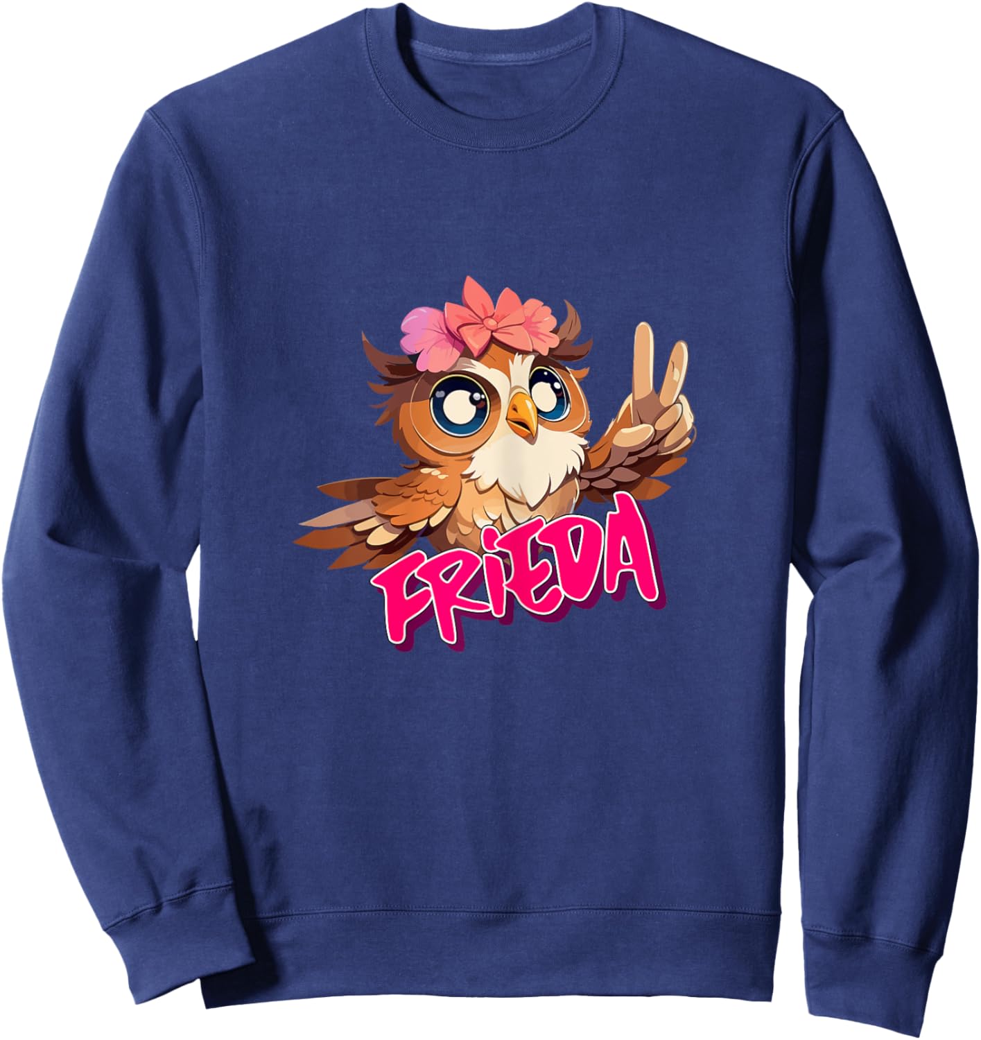 FRIEDA - Schöner Mädchen Name mit niedlicher Eule Sweatshirt - Sweatshirt | Navy