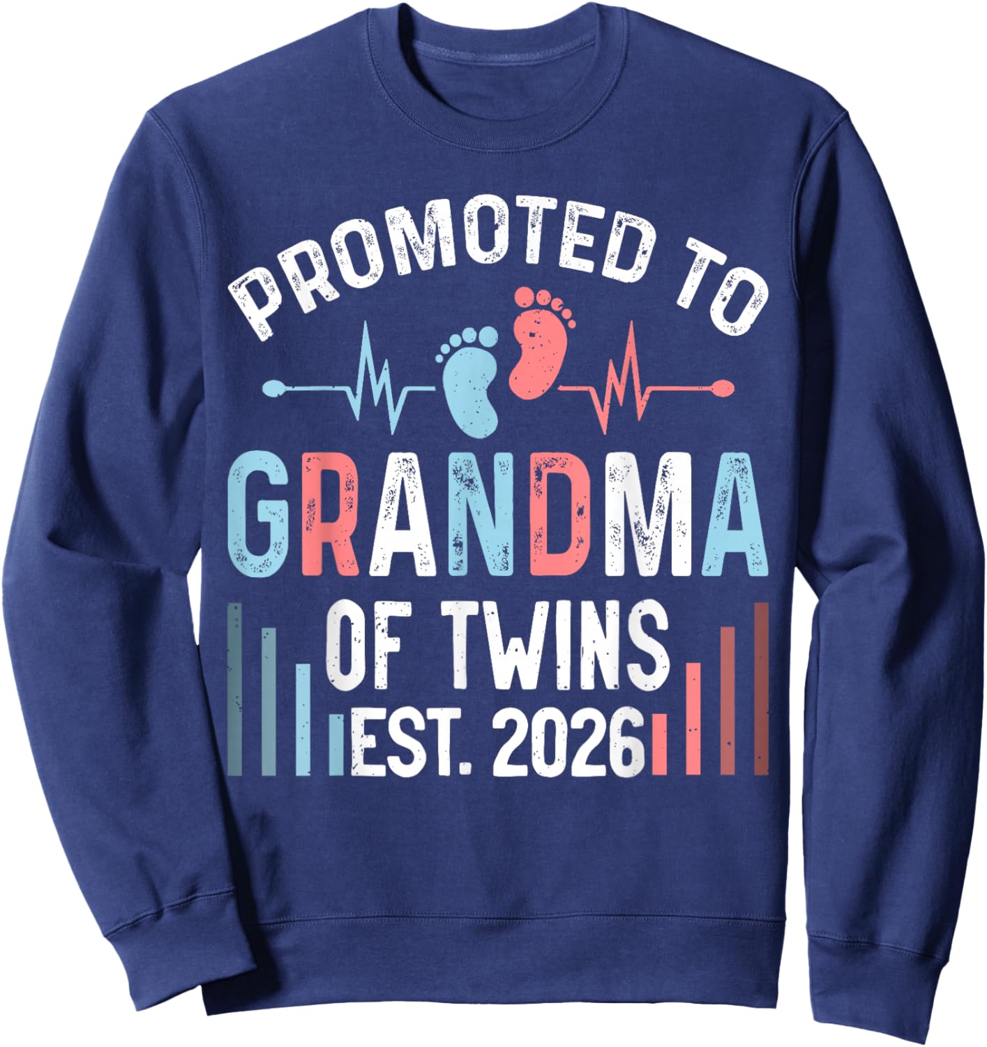 Promoted to Grandma of Twins Est 2026 Twin Baby Shower Sweatshirt - Sweatshirt | Navy