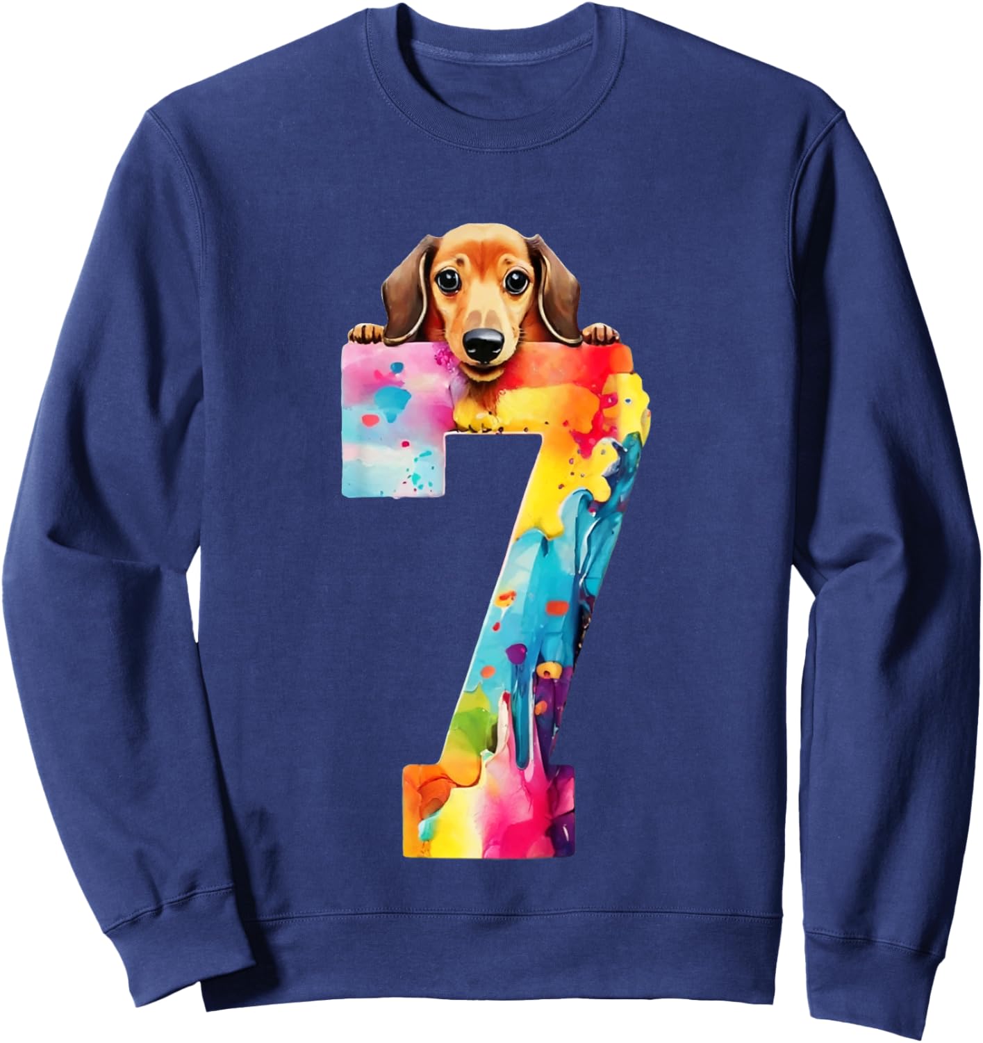 DOG 7 YEARS DACHSHUND BIRTHDAY for Kids Sweatshirt - Sweatshirt | Navy