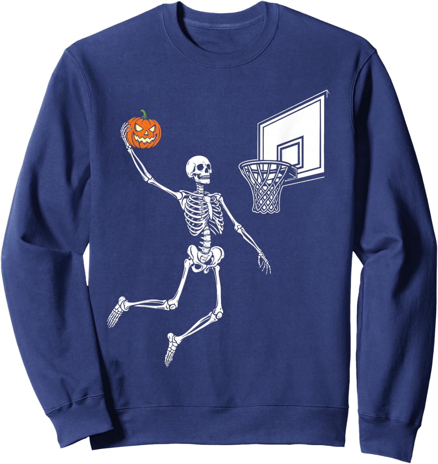 Skeleton Basketball Player - Spooky Halloween Pumpkin Sweatshirt - Sweatshirt | Navy