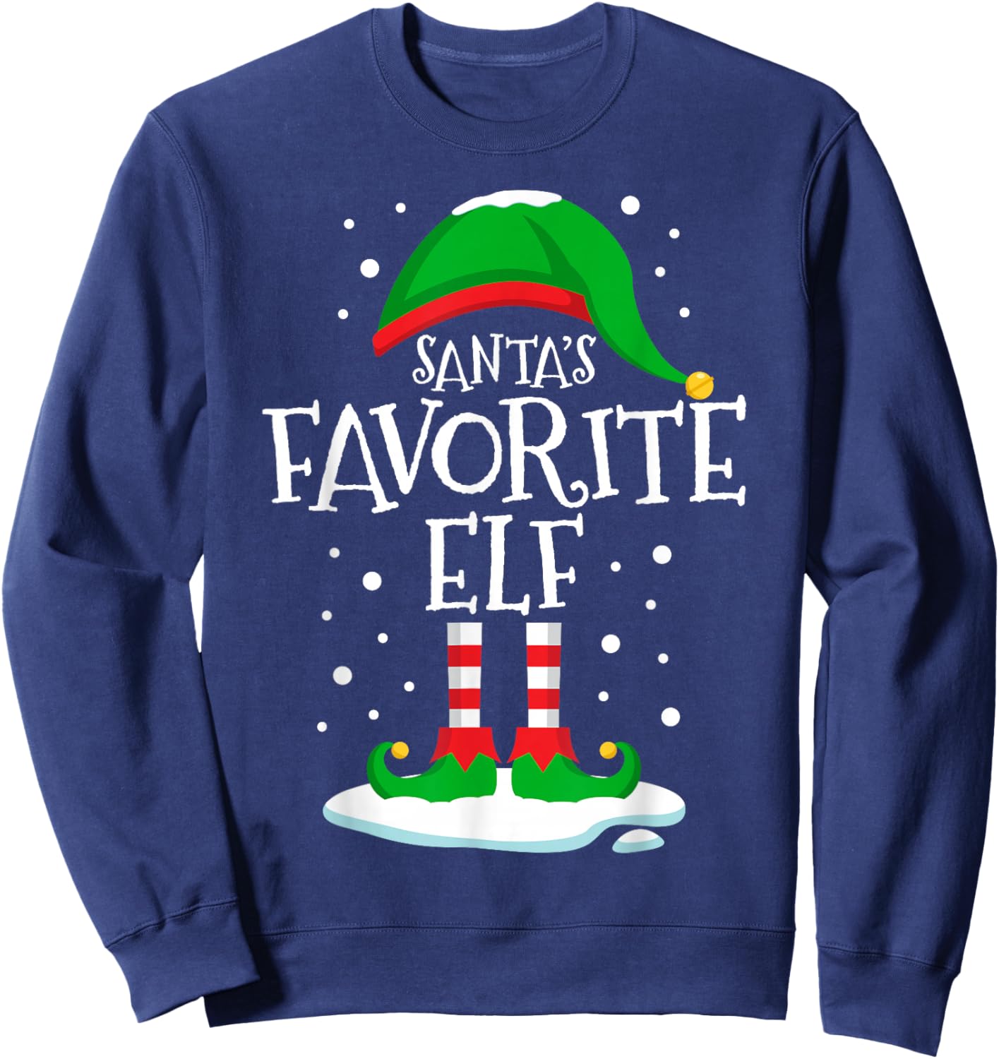 Santa's Favorite Elf Christmas Family Matching Xmas Funny Sweatshirt - Sweatshirt | Navy