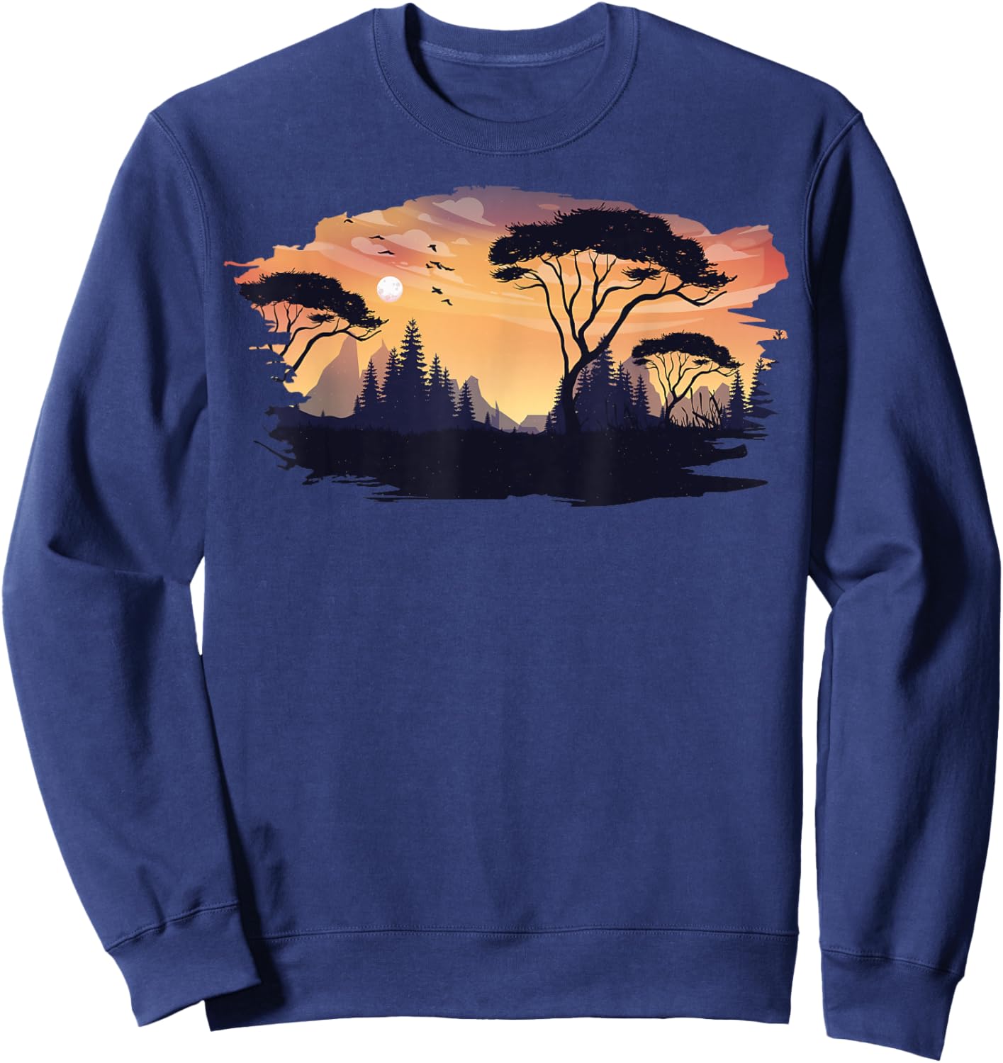 Beautiful Mountain, Nature Trees and Forest Sweatshirt - Sweatshirt | Navy