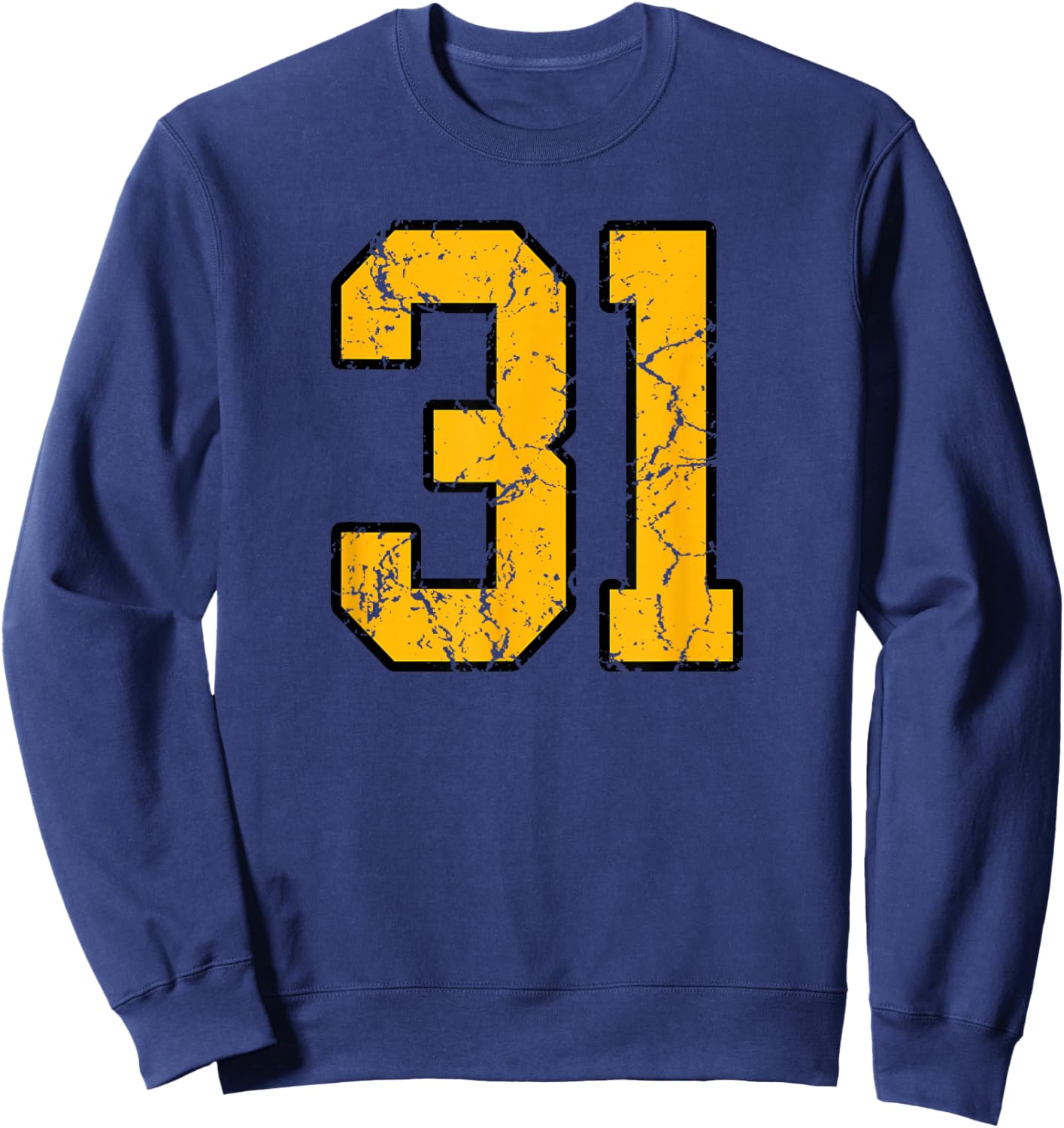 Gold and Black Sports Number 31 Jersey Uniform Player Sweatshirt - Sweatshirt | Navy