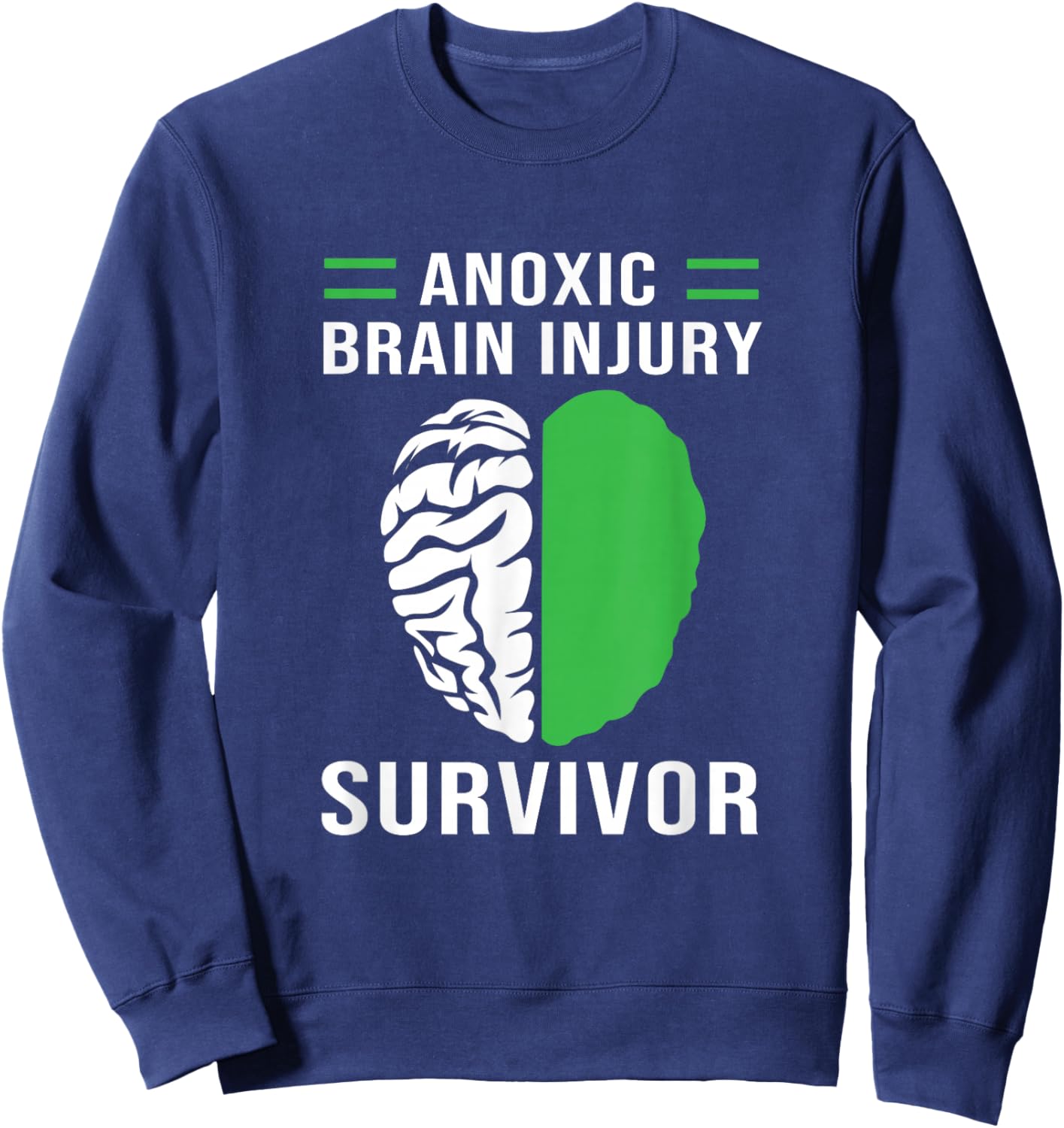 Green Human Brain Anoxic Brain Injury Sweatshirt - Sweatshirt | Navy
